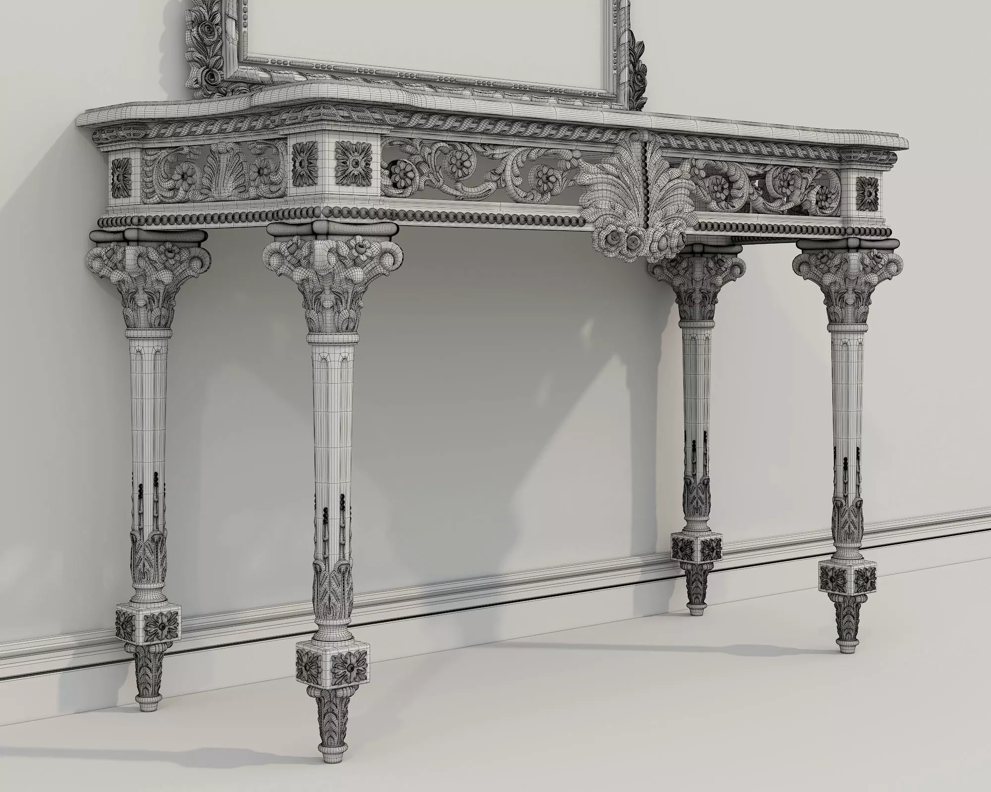 Classic European Style Console Table 7 3D model_8