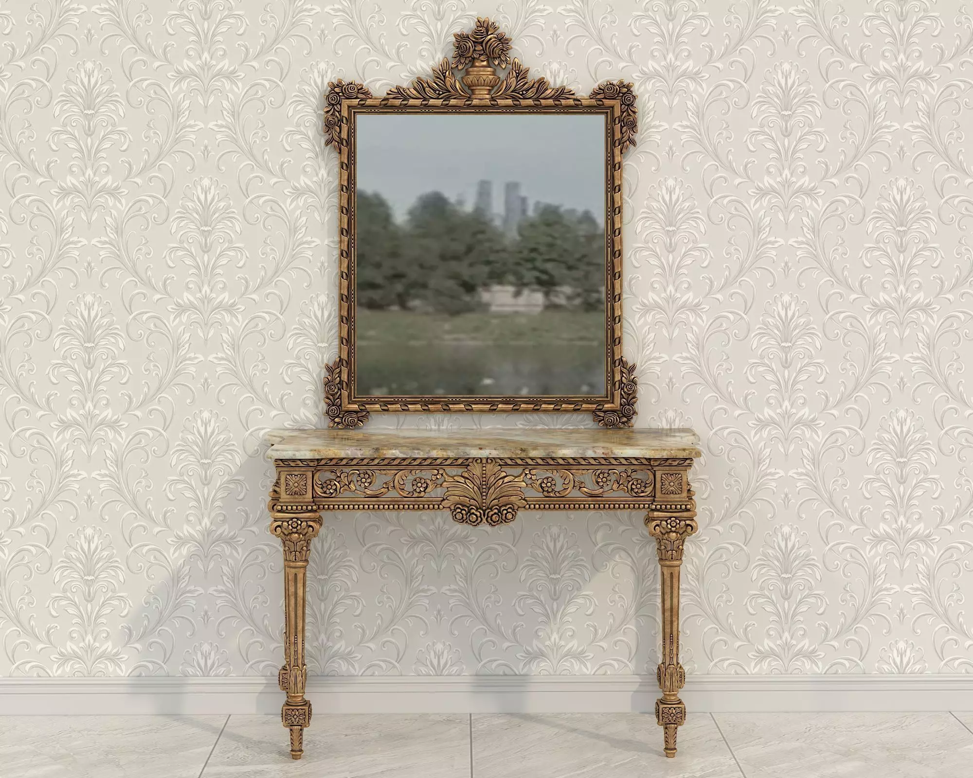 Classic European Style Console Table 7 3D model_1