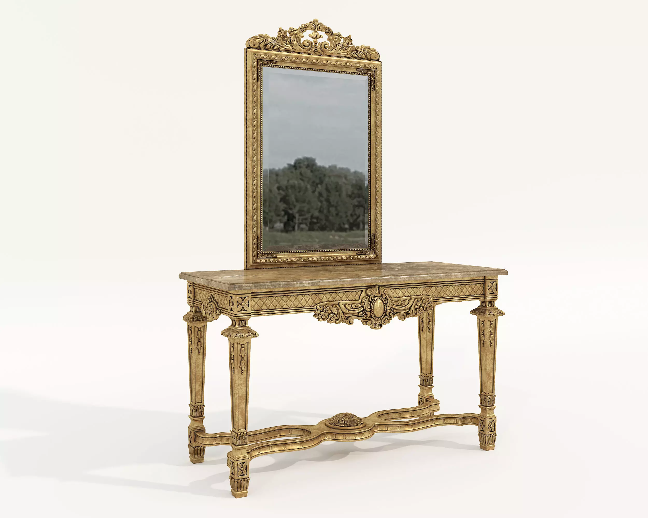 Classic European Style Console Table 8 3D model_0