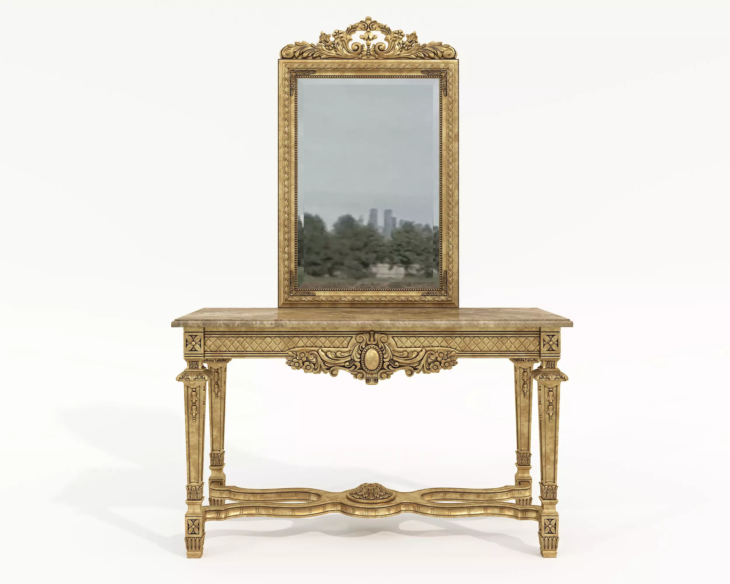 Classic European Style Console Table 8 3D model_4