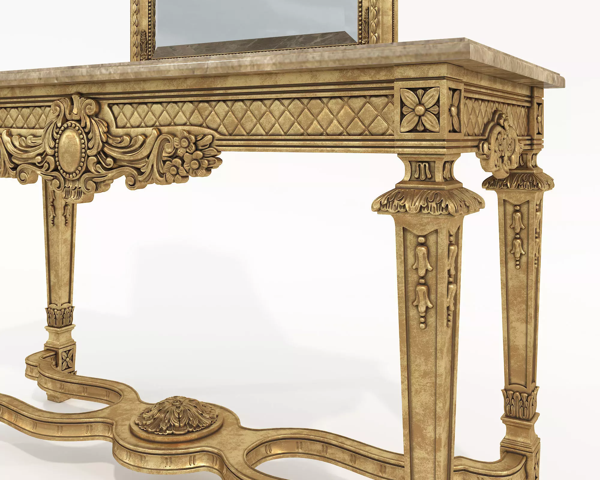 Classic European Style Console Table 8 3D model_7