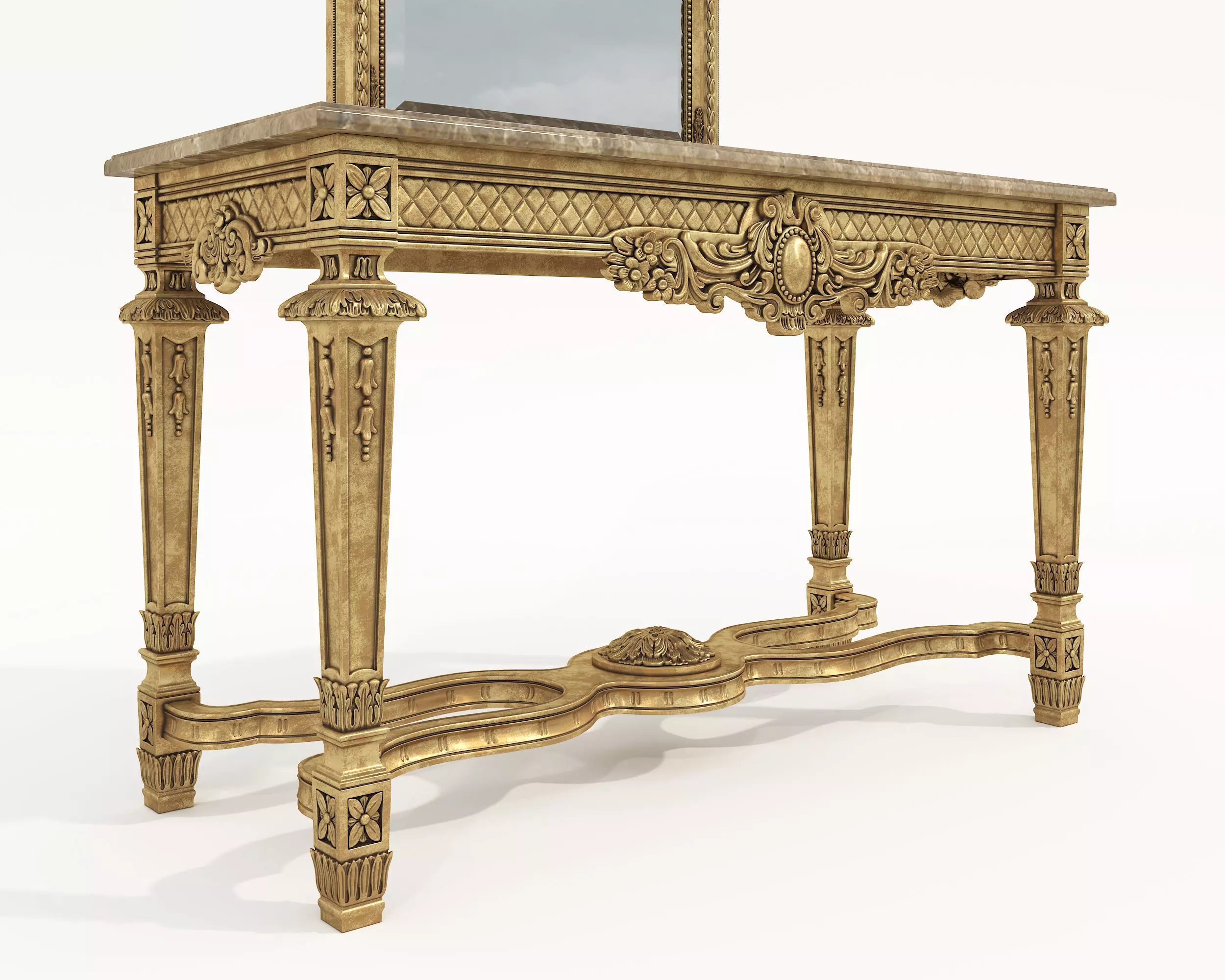Classic European Style Console Table 8 3D model_3