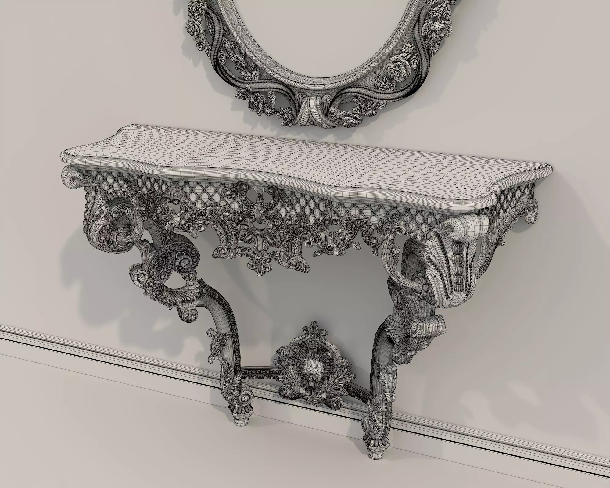 Classic European Style Console Table 10 3D model_8