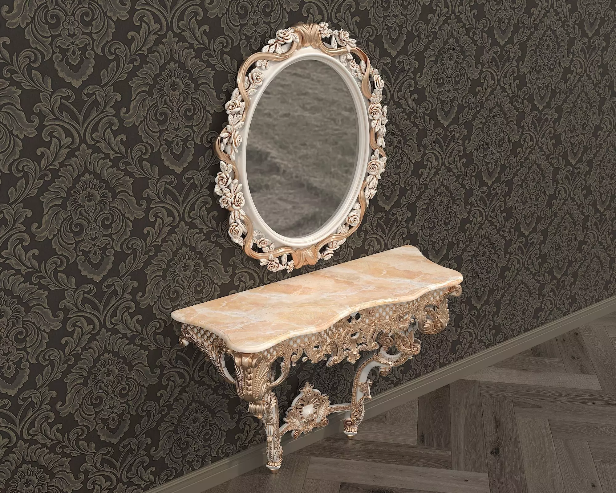 Classic European Style Console Table 10 3D model_1