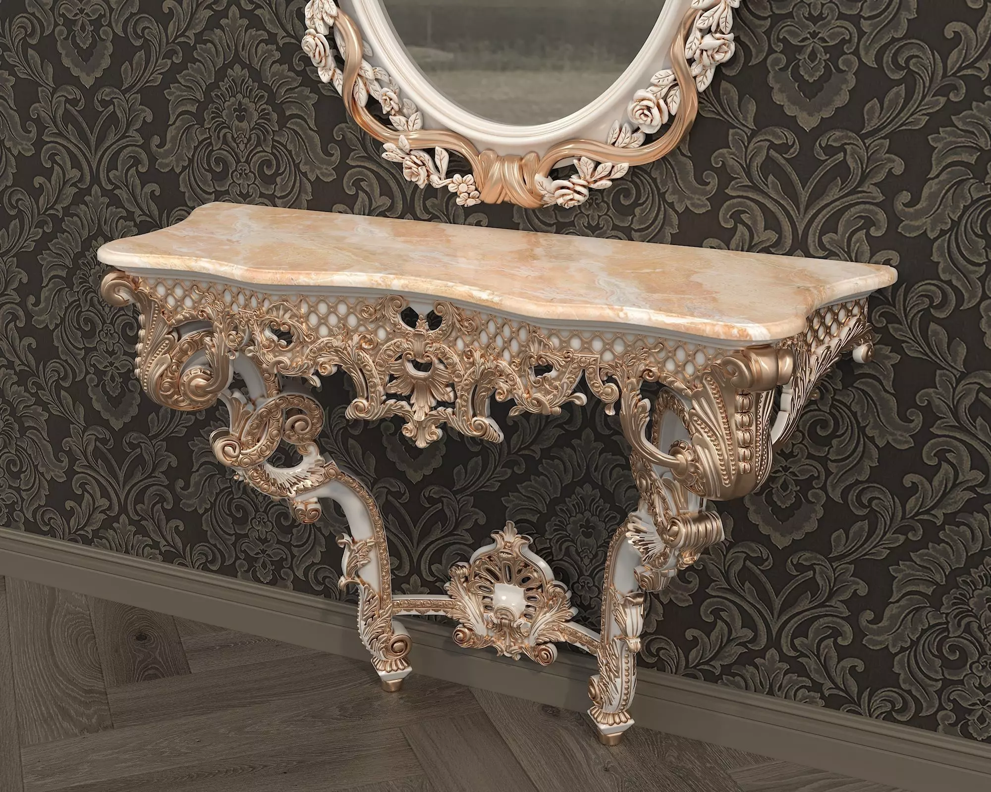 Classic European Style Console Table 10 3D model_6