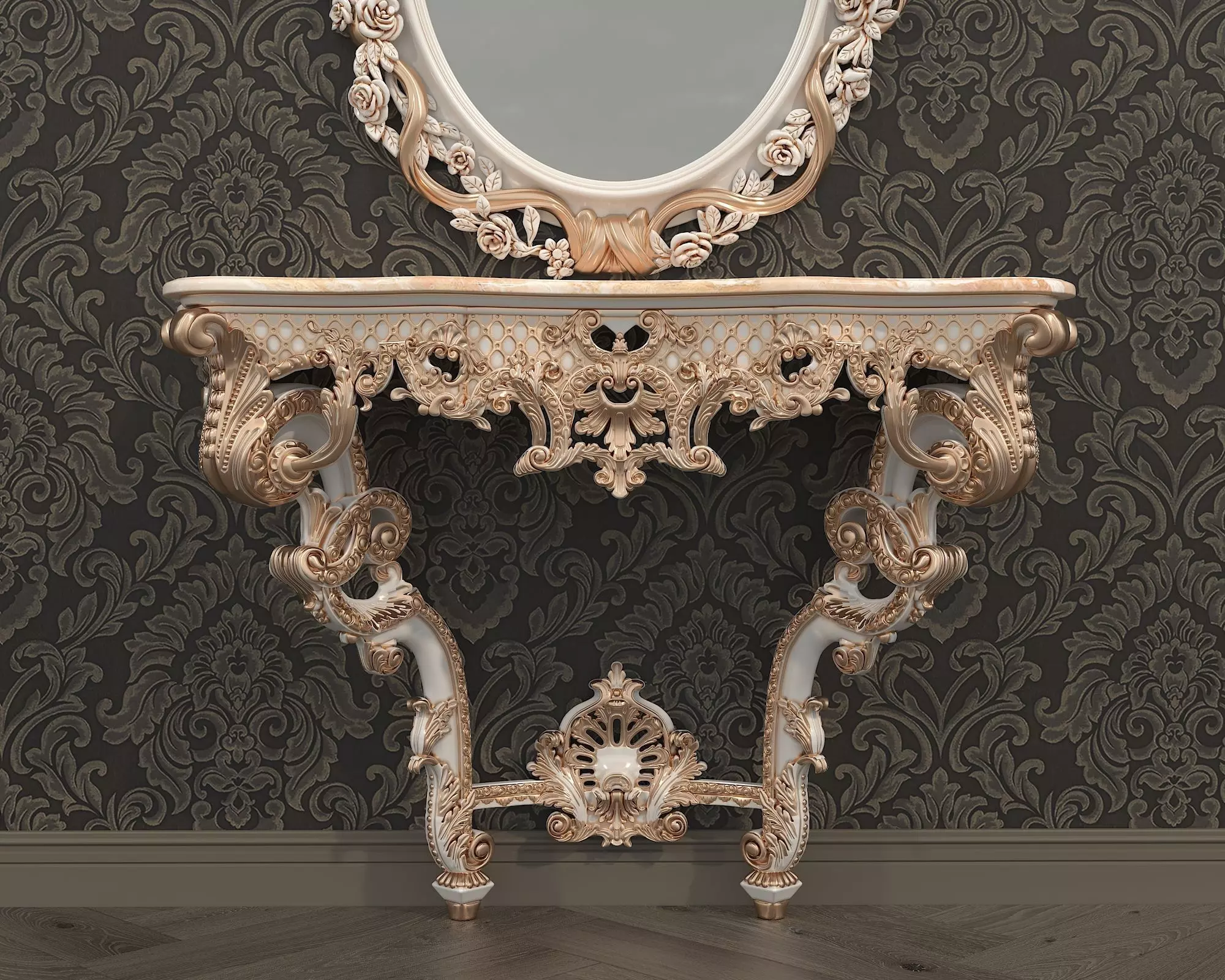 Classic European Style Console Table 10 3D model_2