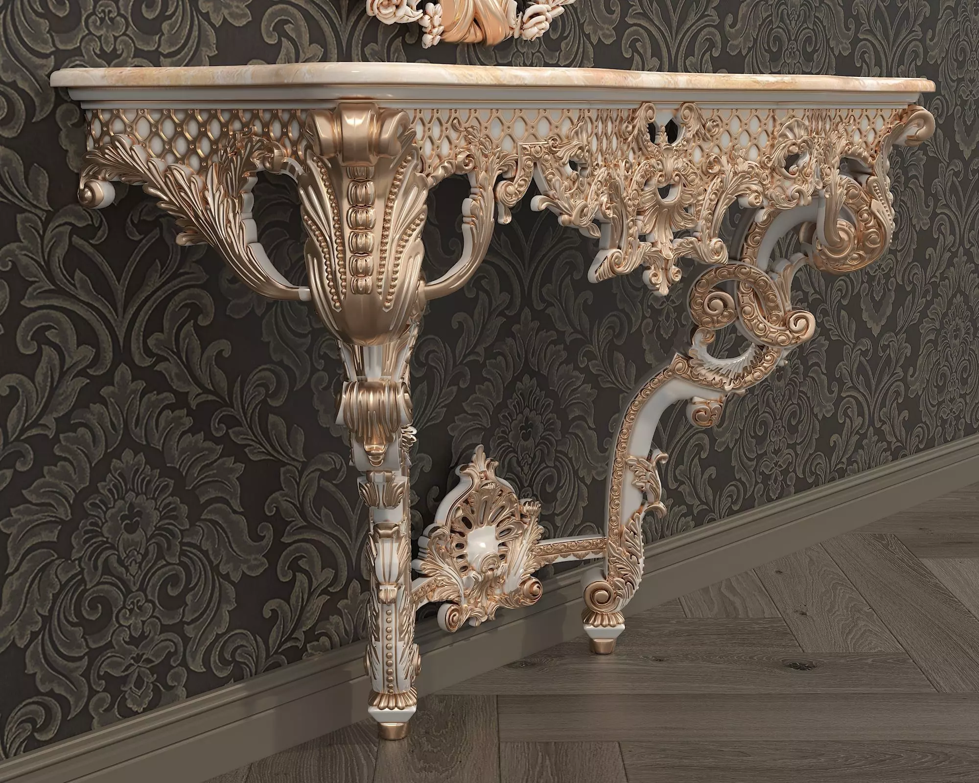 Classic European Style Console Table 10 3D model_3