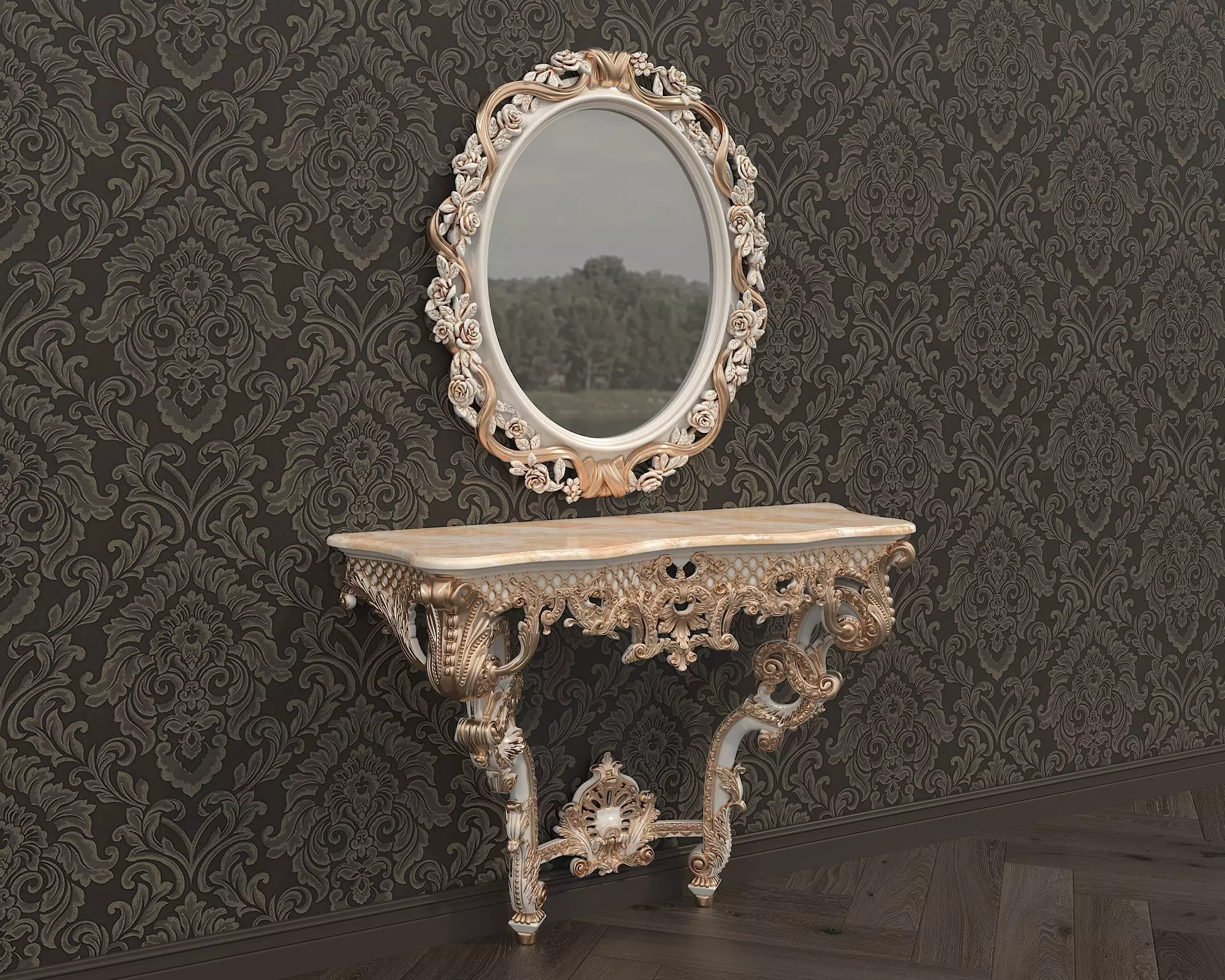 Classic European Style Console Table 10 3D model_0