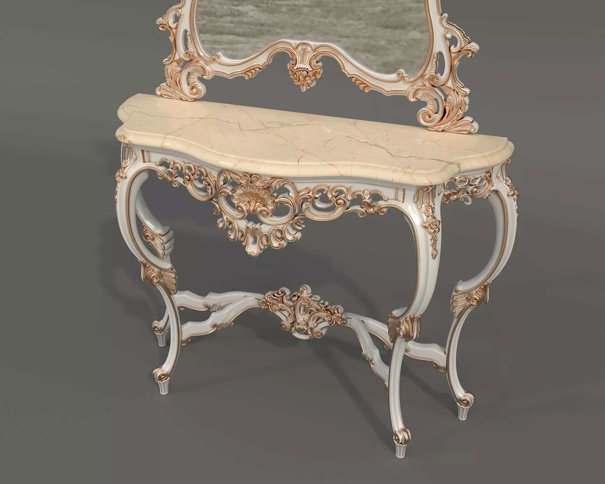 Classic European Style Console Table 12 3D model_4