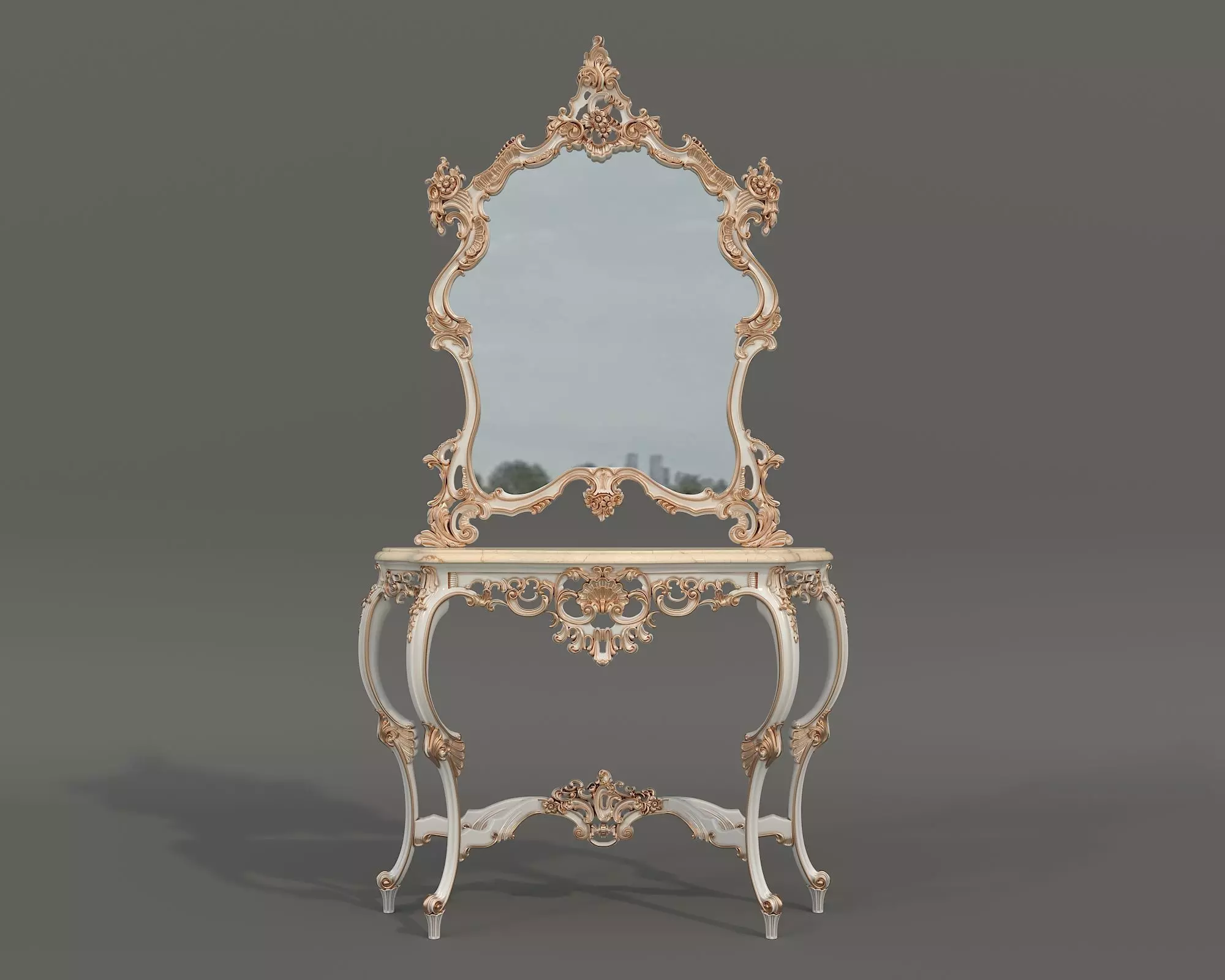 Classic European Style Console Table 12 3D model_5