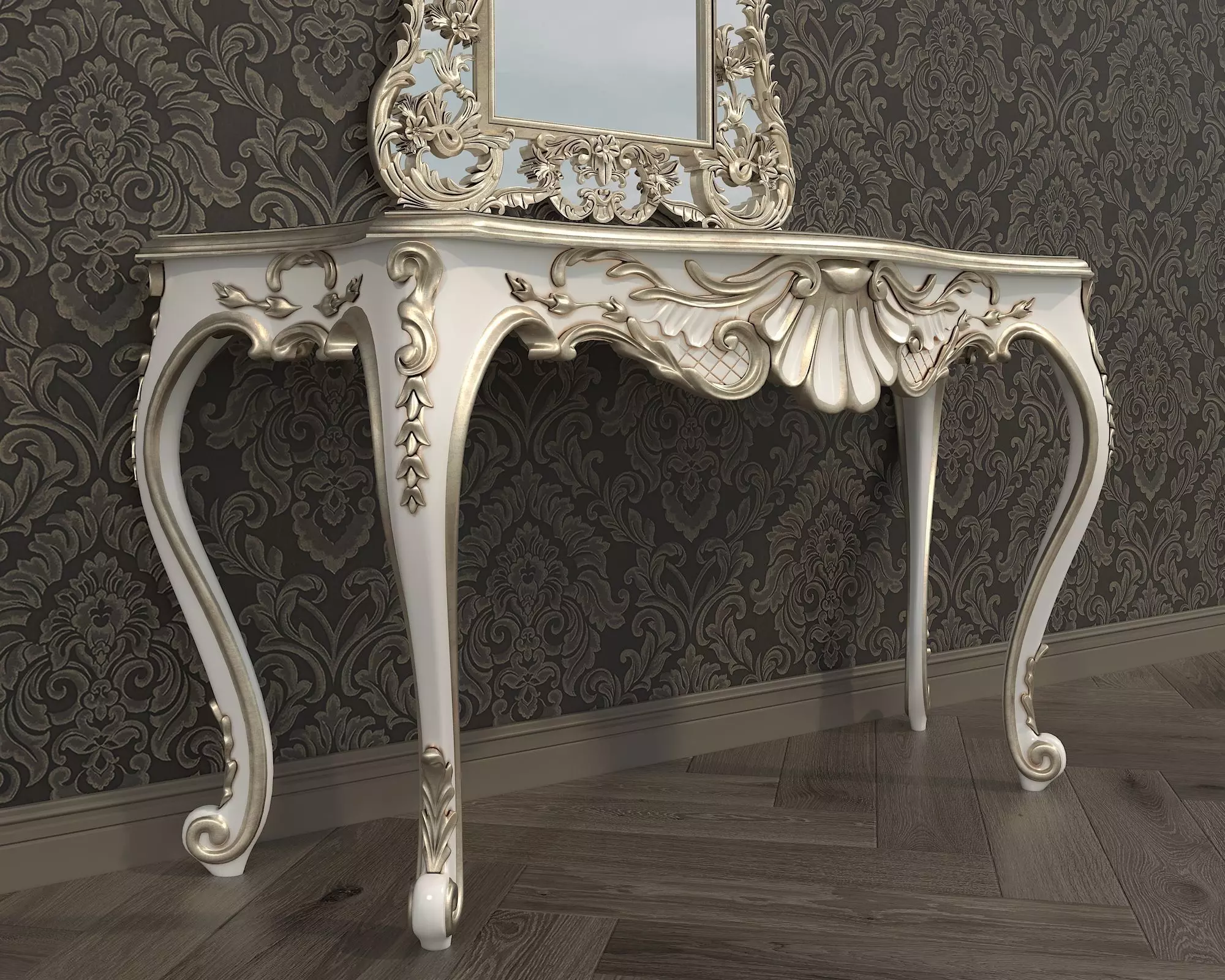 Classic European Style Console Table 15 3D model_4