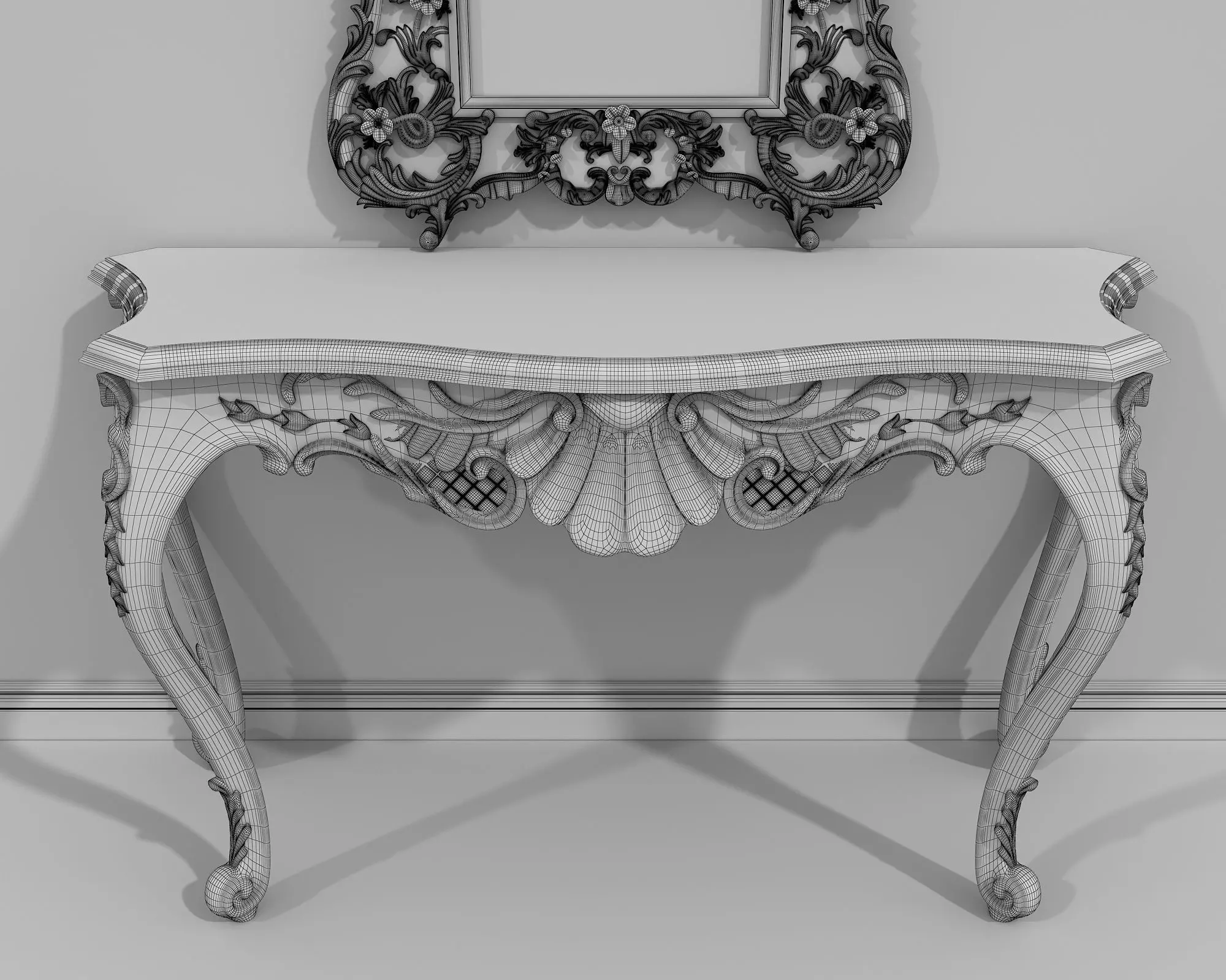 Classic European Style Console Table 15 3D model_8