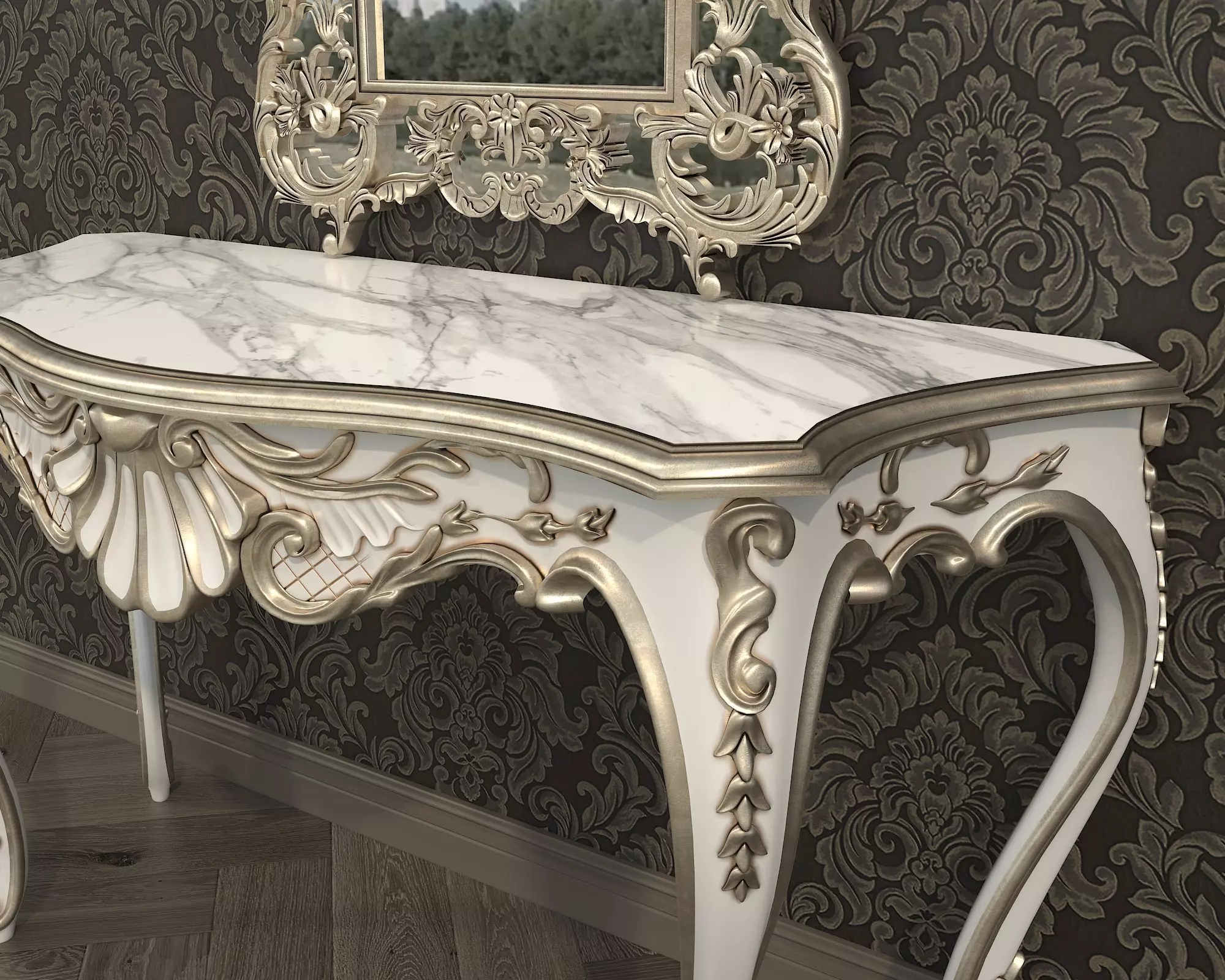 Classic European Style Console Table 15 3D model_7