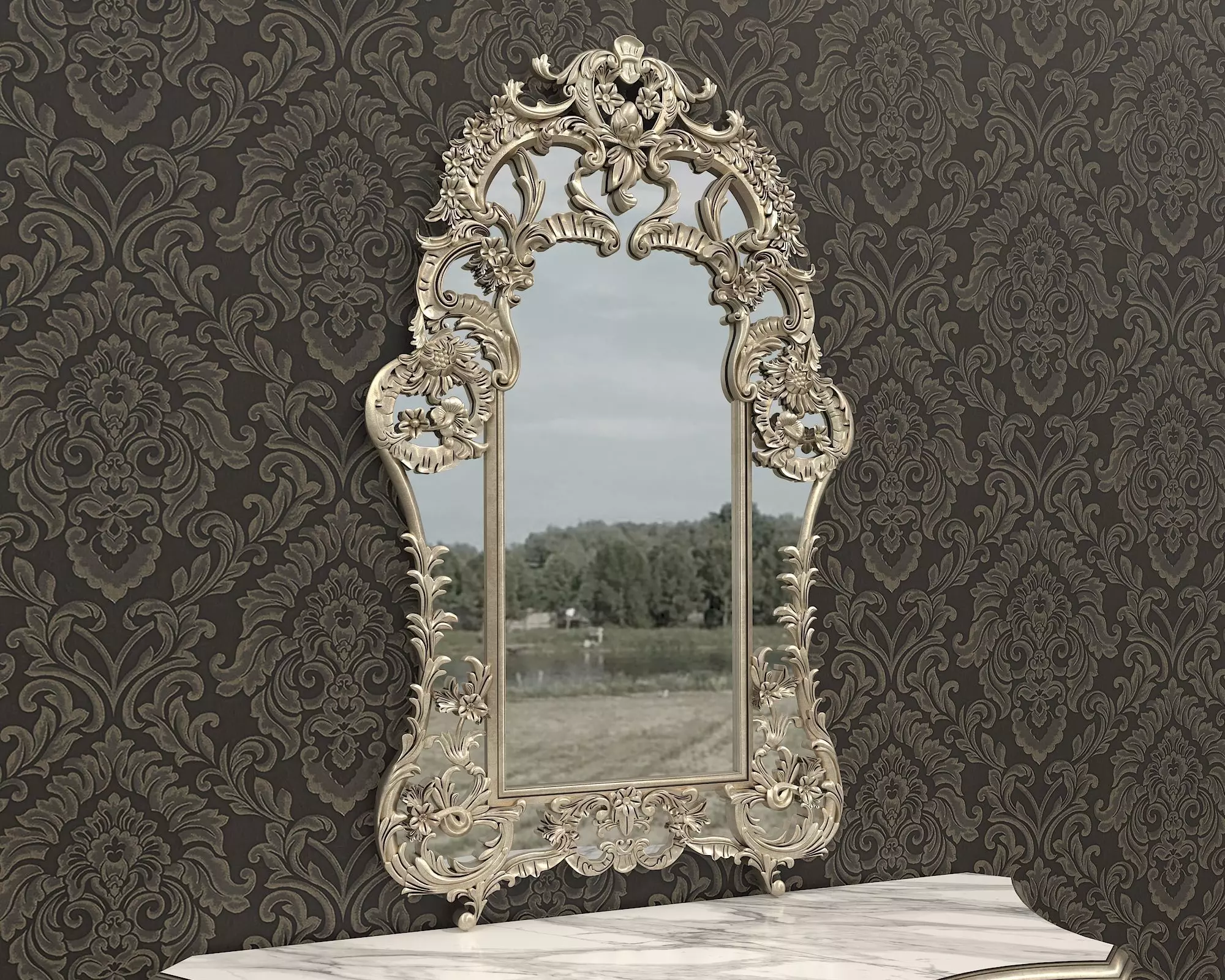 Classic European Style Console Table 15 3D model_5