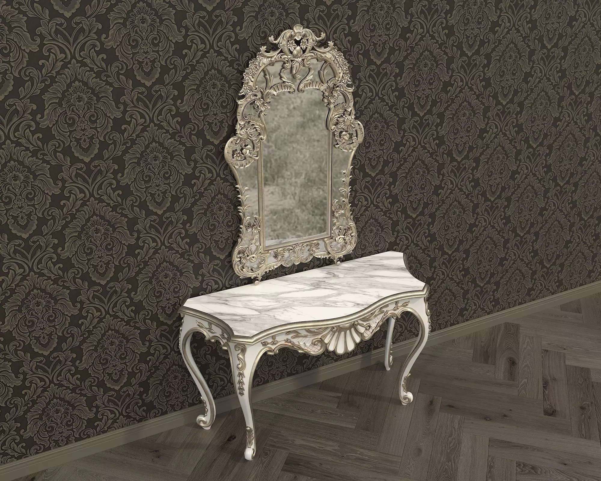 Classic European Style Console Table 15 3D model_1