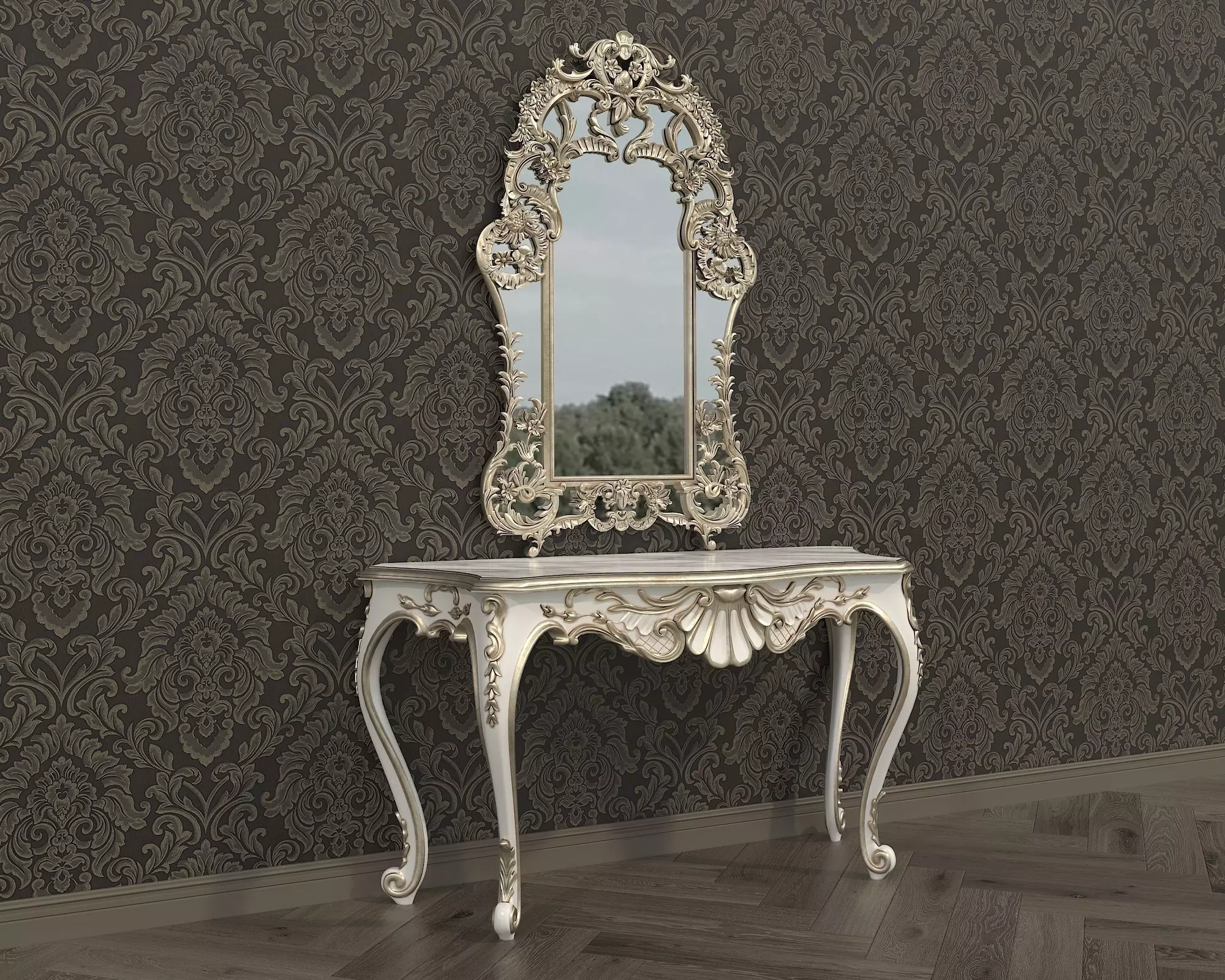 Classic European Style Console Table 15 3D model_0
