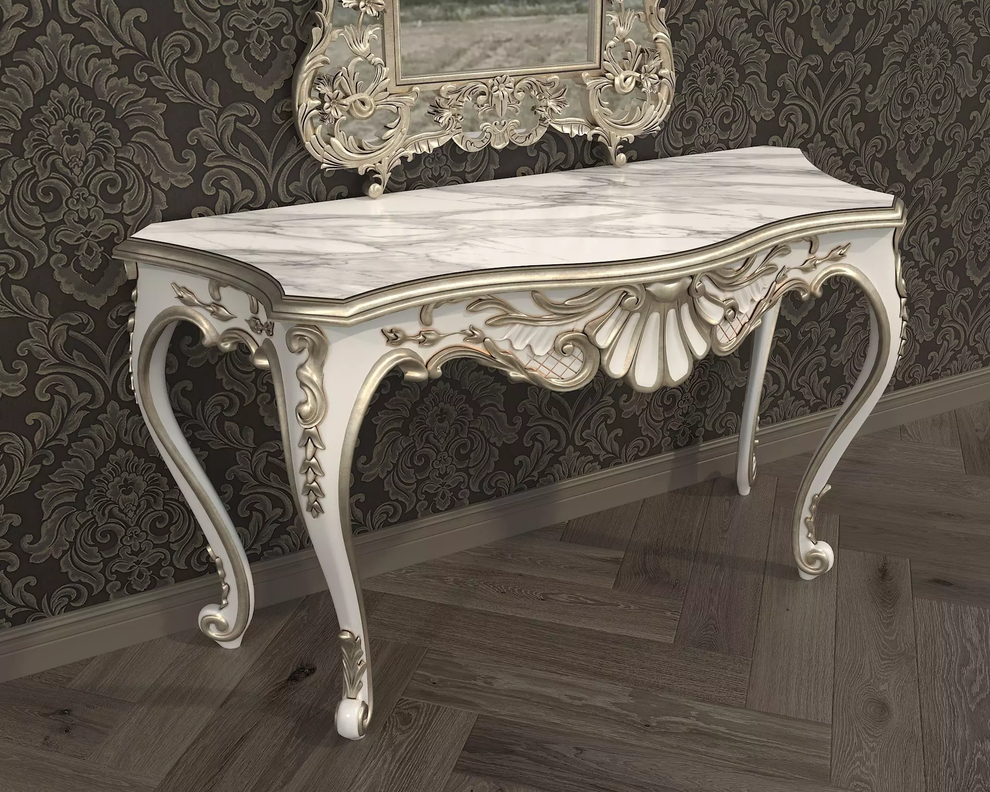 Classic European Style Console Table 15 3D model_2
