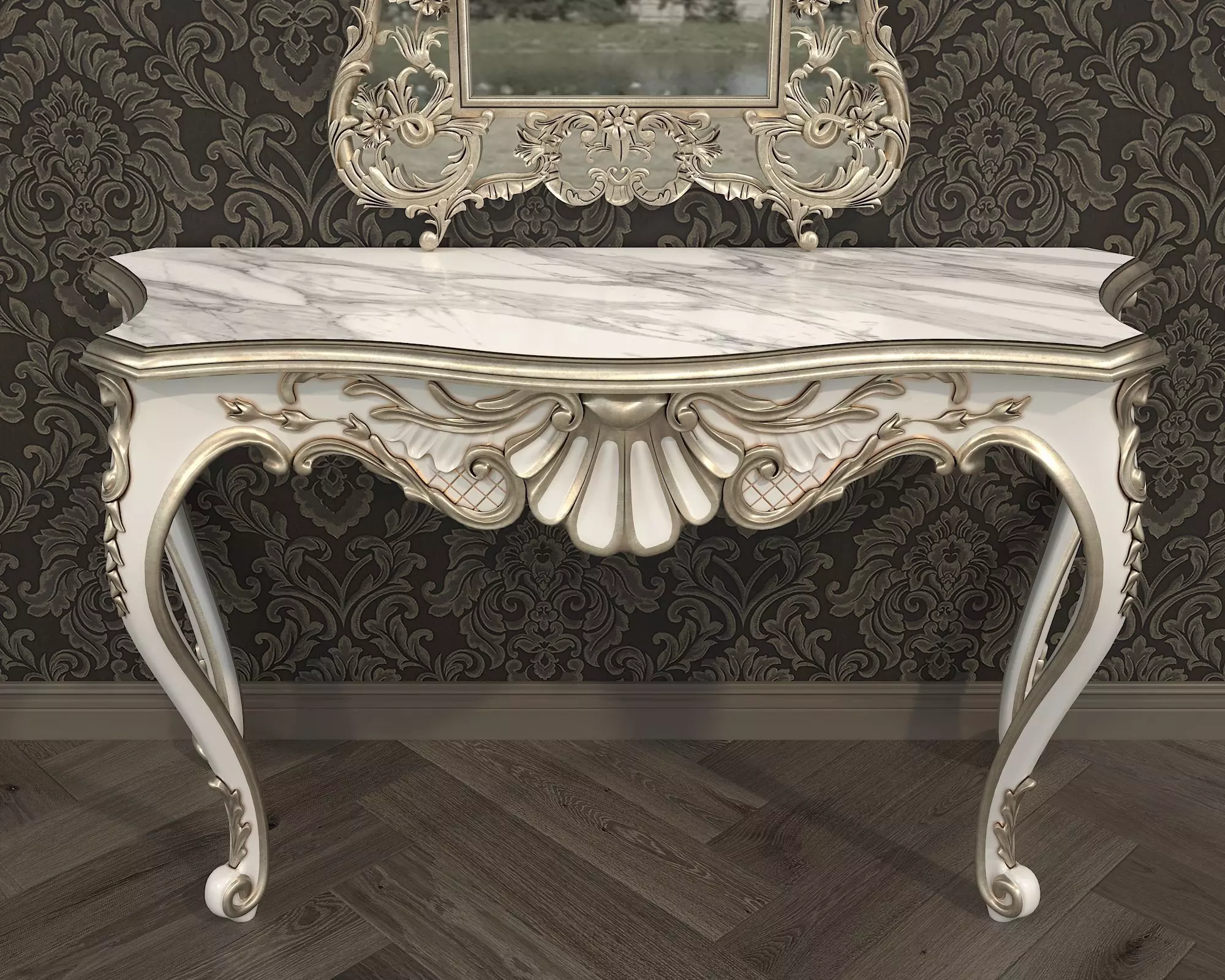 Classic European Style Console Table 15 3D model_6