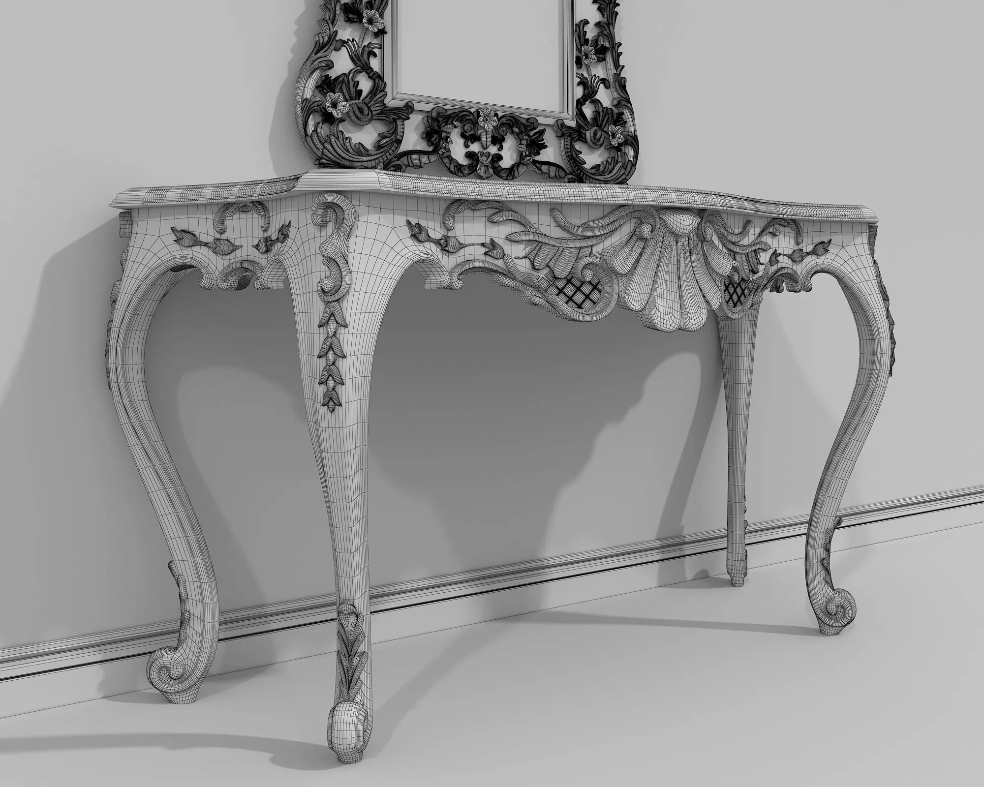 Classic European Style Console Table 15 3D model_9