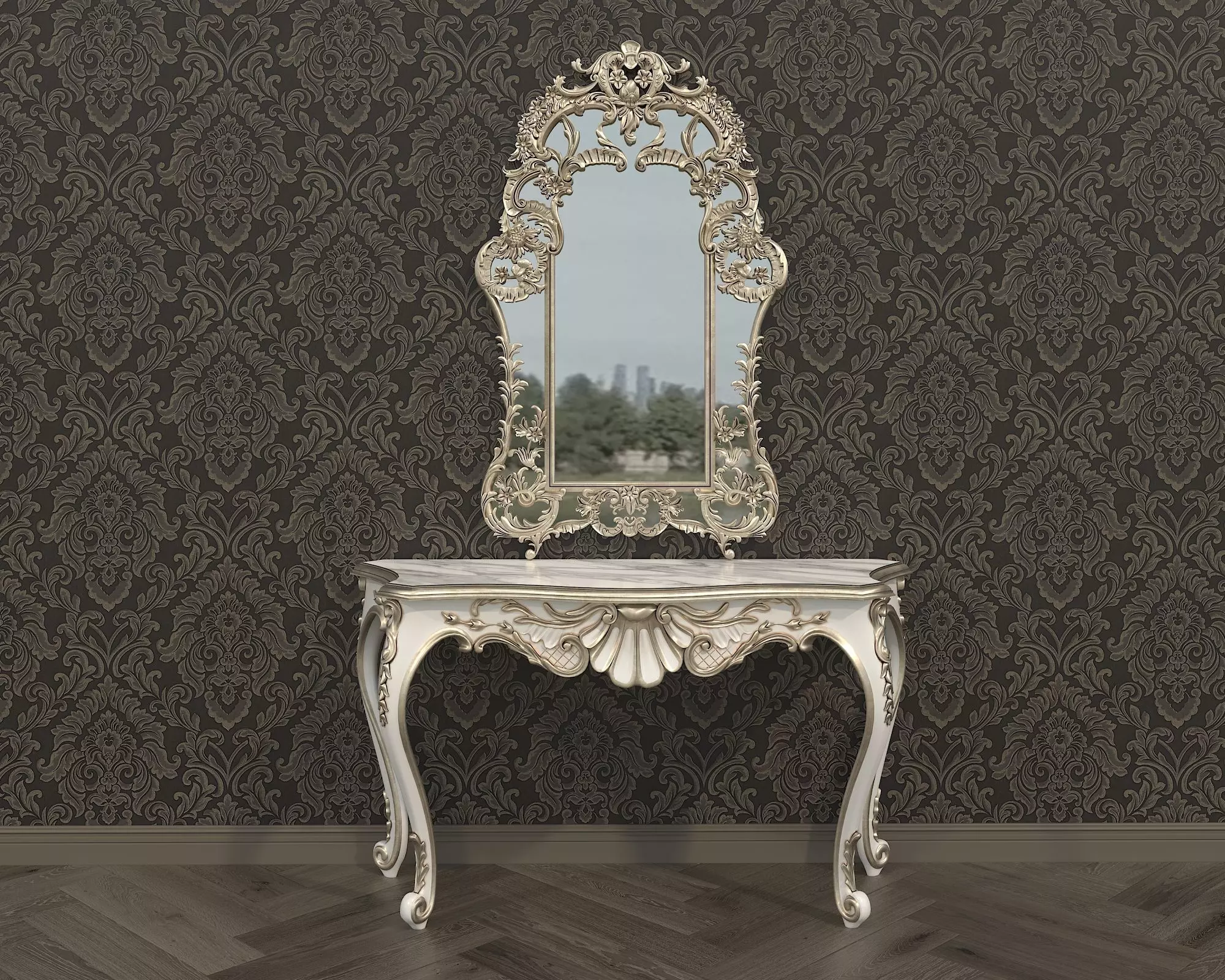 Classic European Style Console Table 15 3D model_3