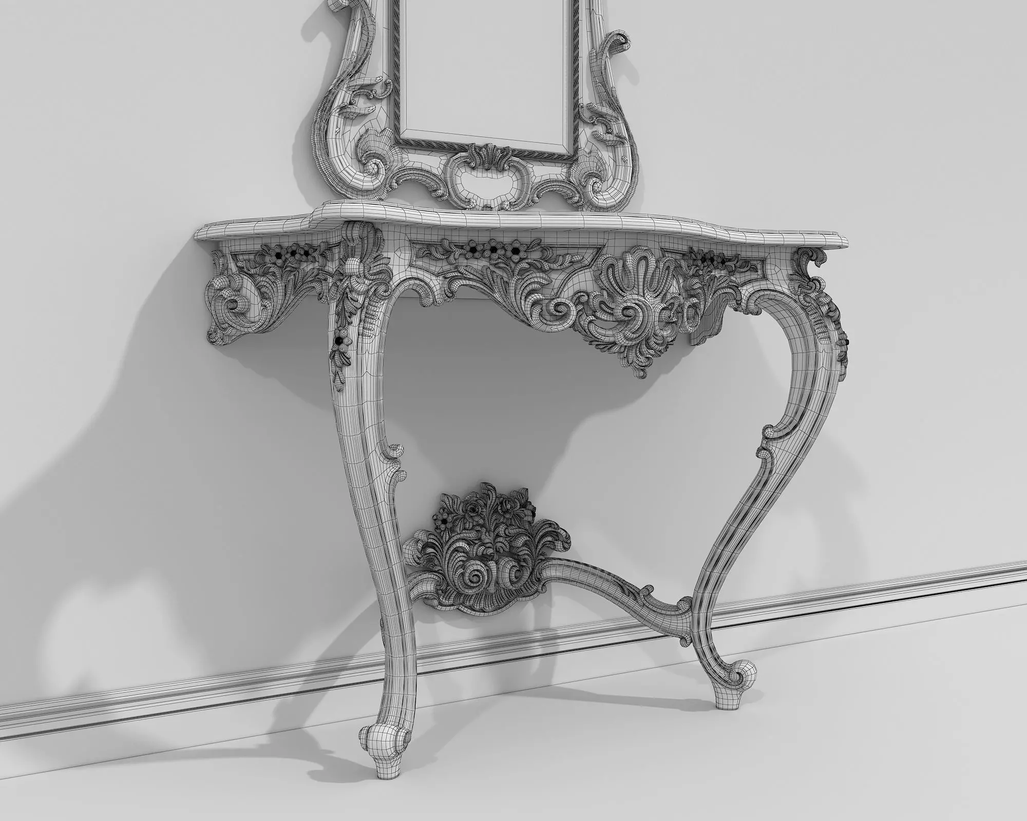 Classic European Style Console Table 17 3D model_10