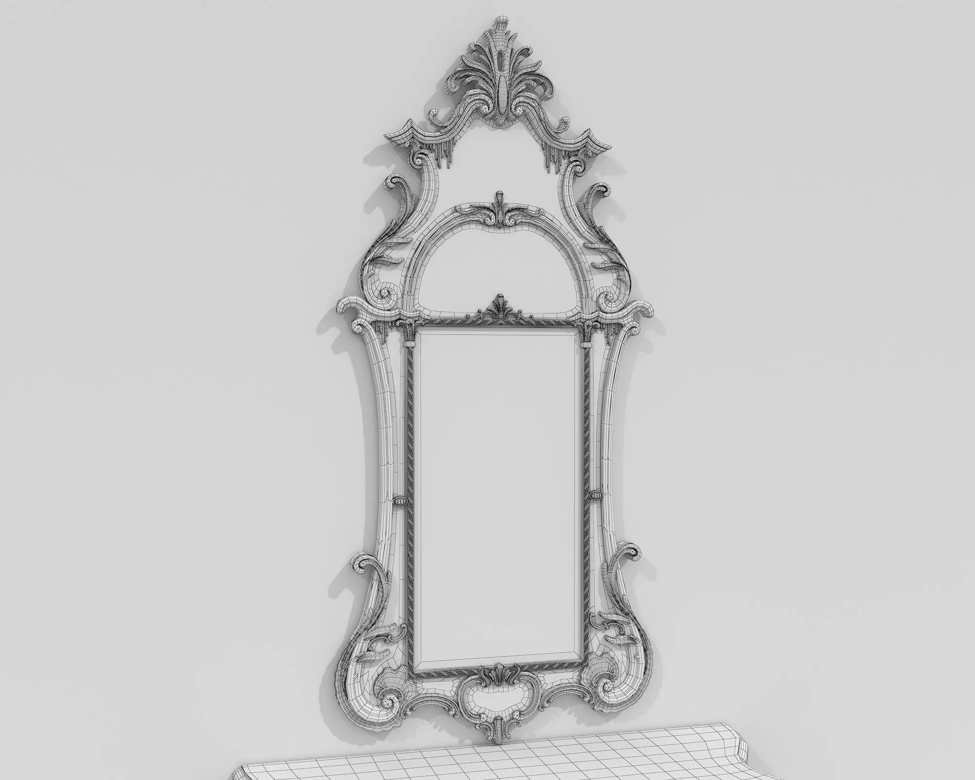 Classic European Style Console Table 17 3D model_12