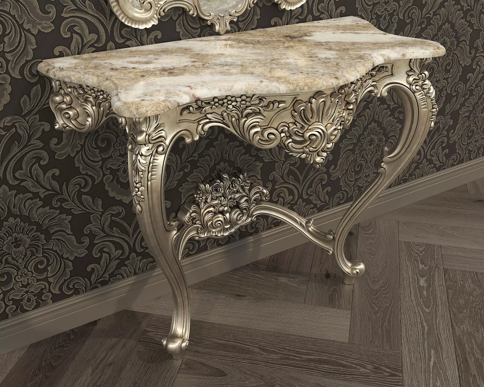 Classic European Style Console Table 17 3D model_5