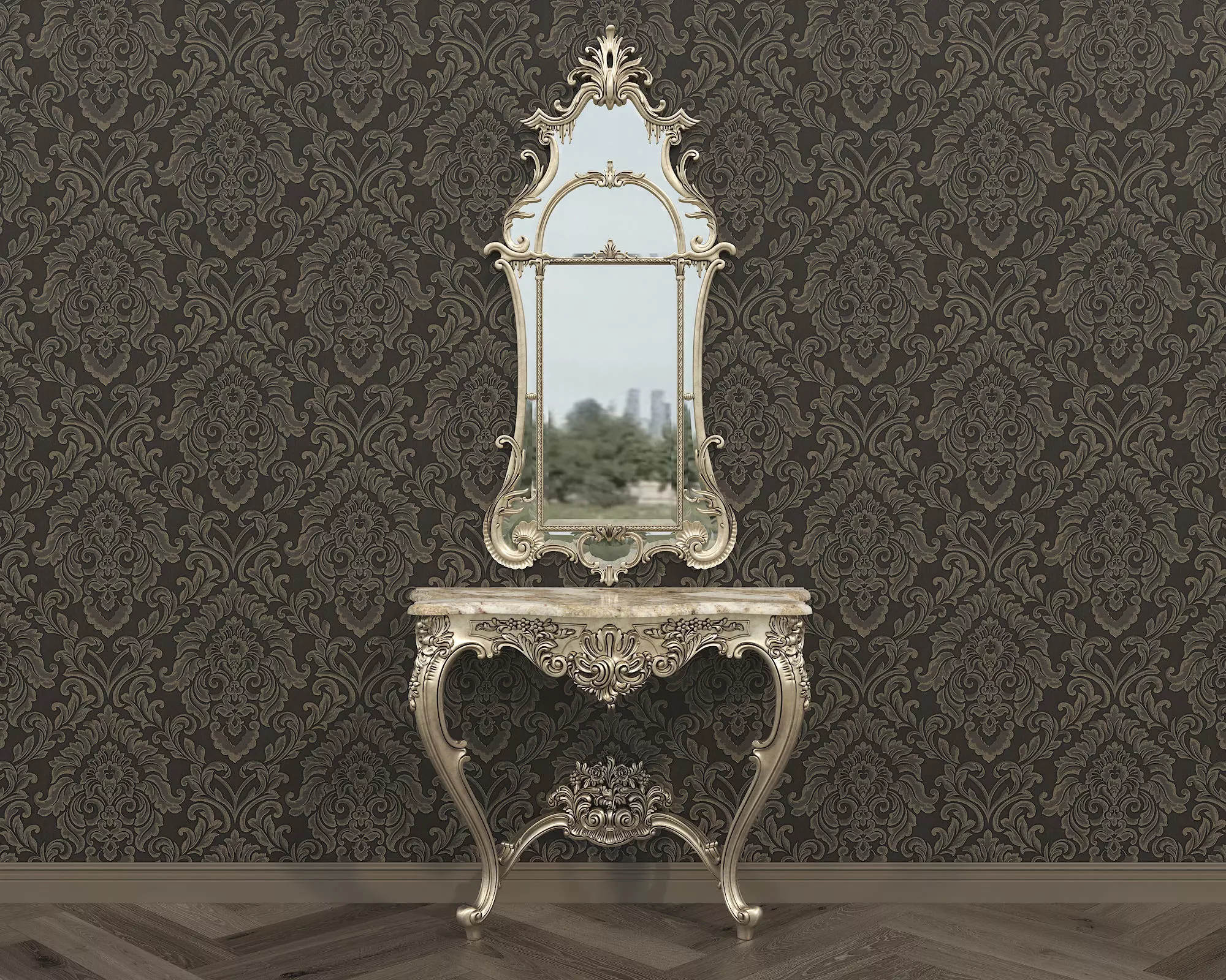 Classic European Style Console Table 17 3D model_2