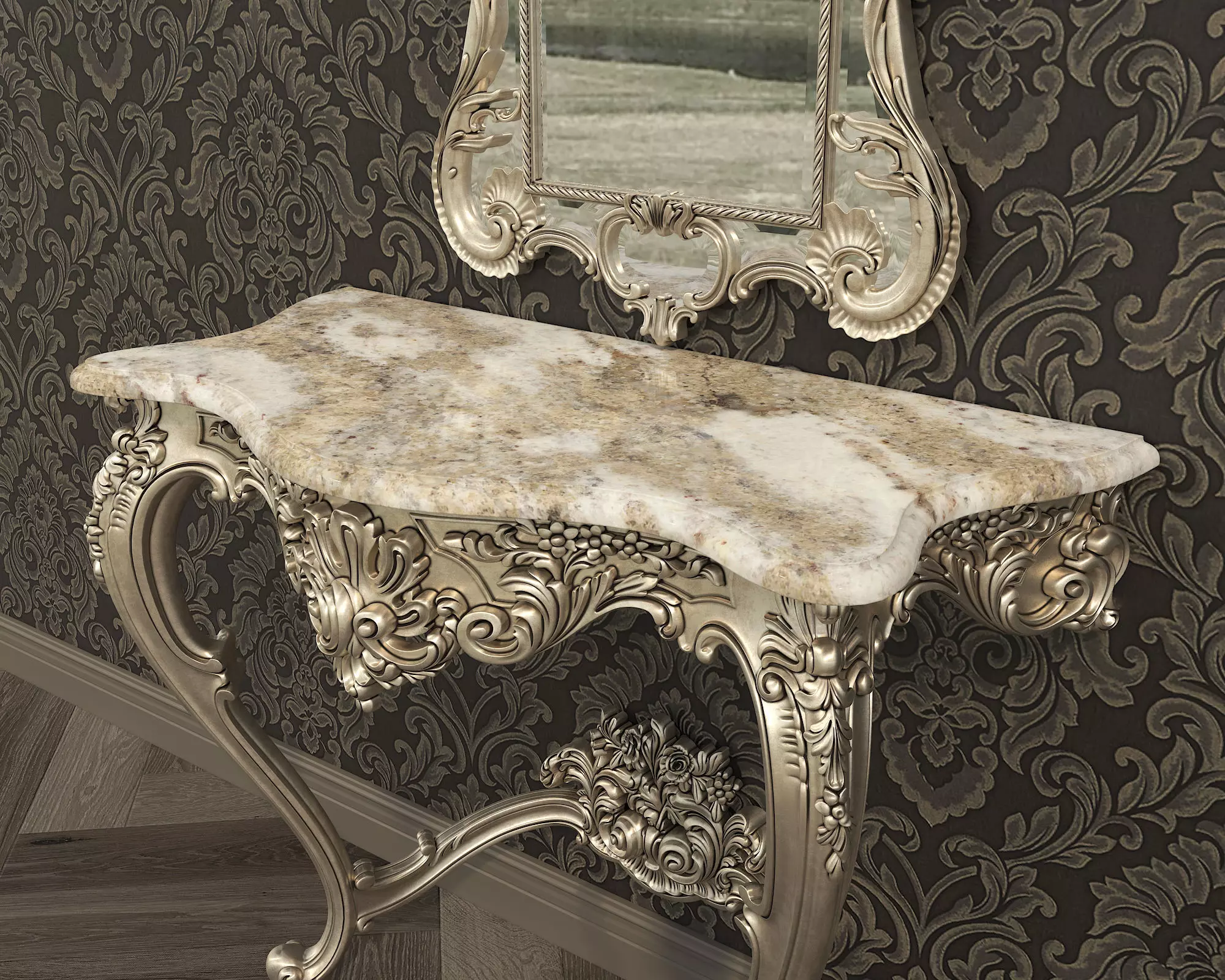 Classic European Style Console Table 17 3D model_6