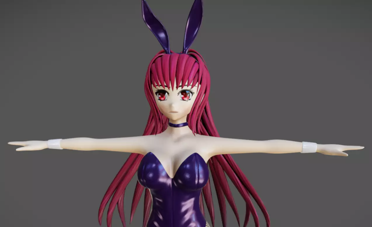 Anime Female 09 - Read Description Low-poly 3D model_8