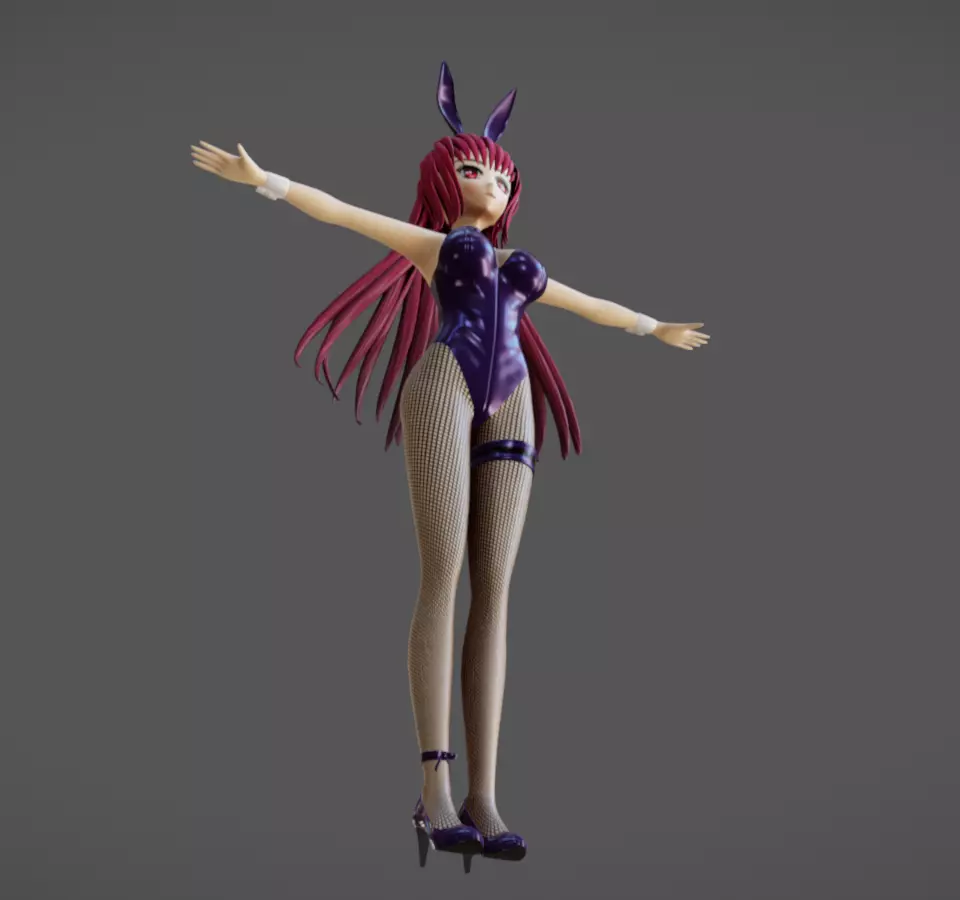 Anime Female 09 - Read Description Low-poly 3D model_6