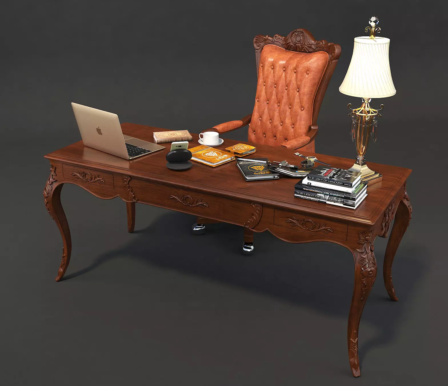 Classic European Style Working Table 2 3D model_0
