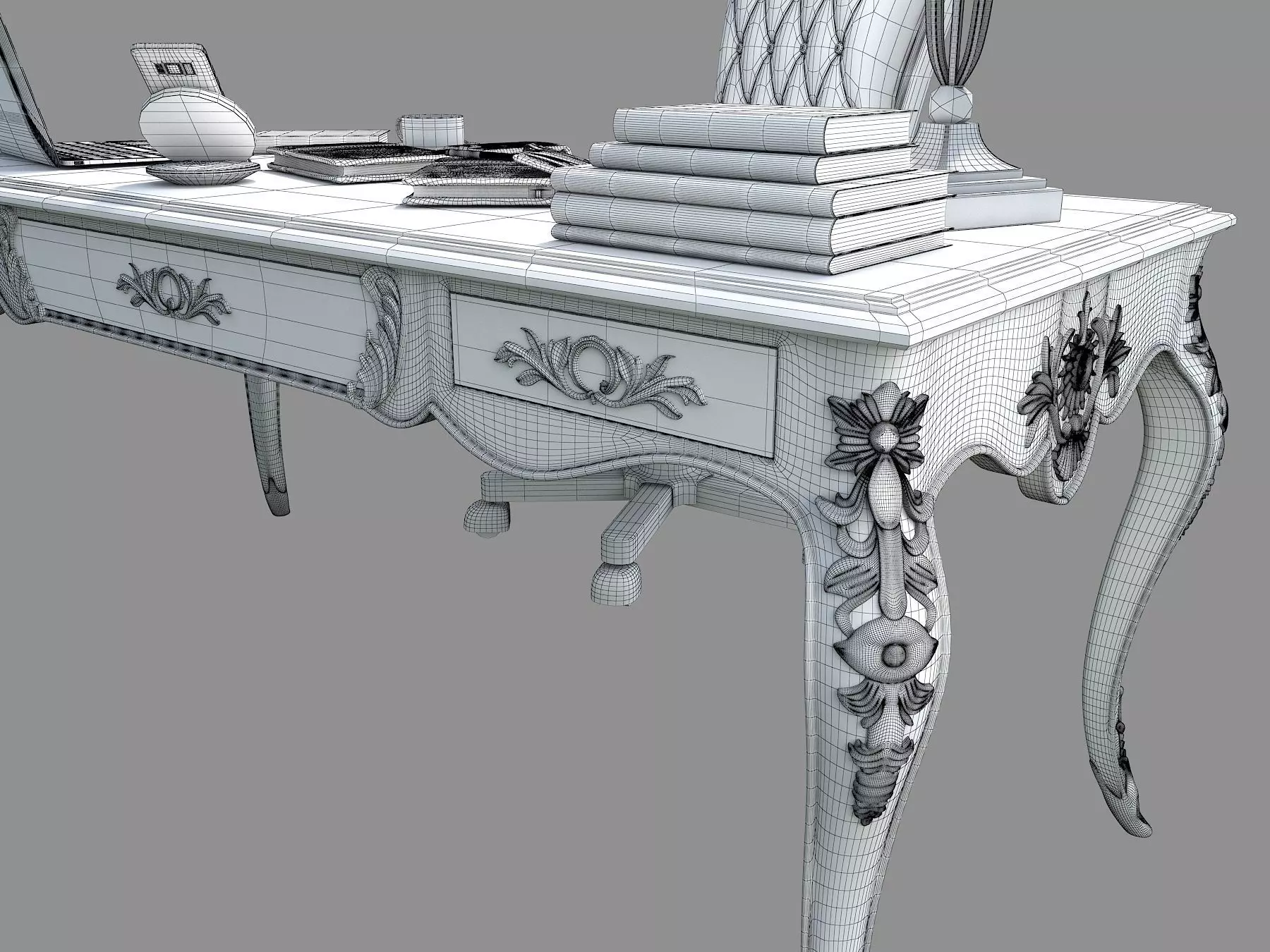 Classic European Style Working Table 2 3D model_13