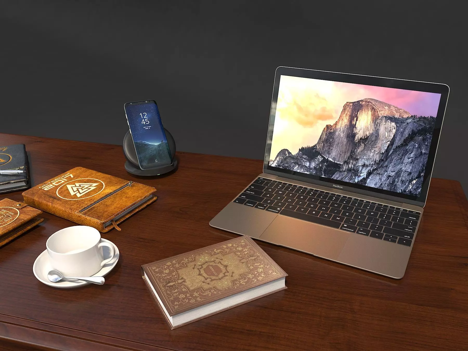 Classic European Style Working Table 2 3D model_3