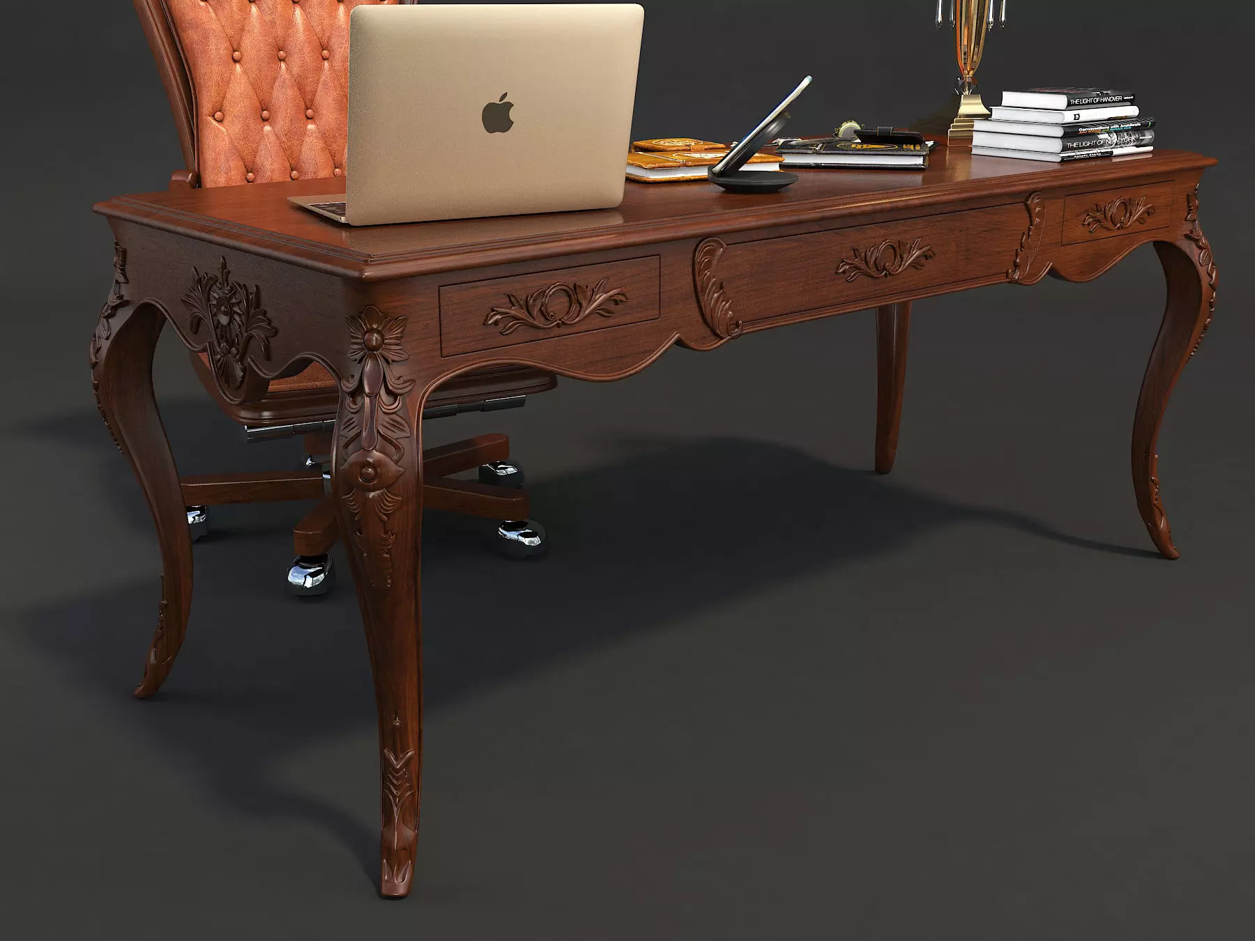 Classic European Style Working Table 2 3D model_5