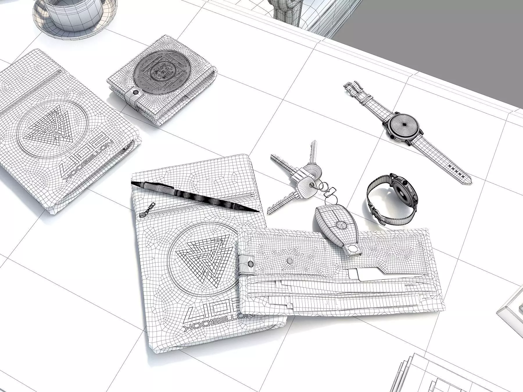 Classic European Style Working Table 2 3D model_14