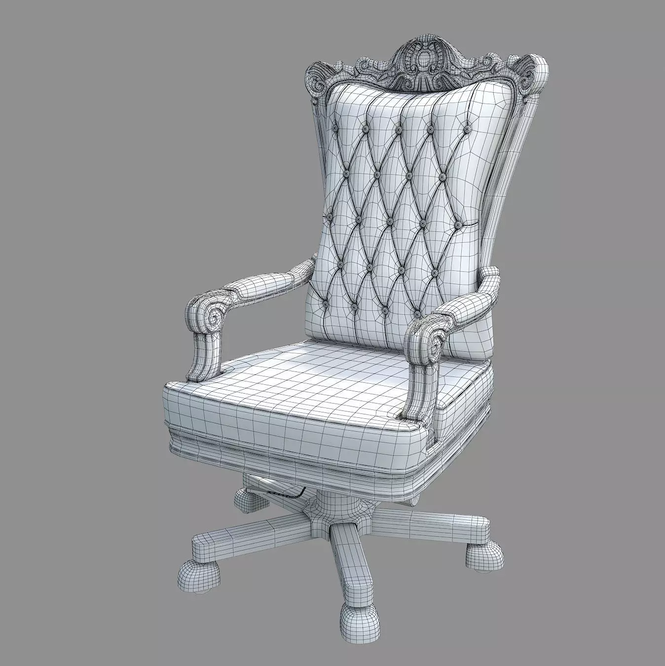 Classic European Style Working Table 2 3D model_12