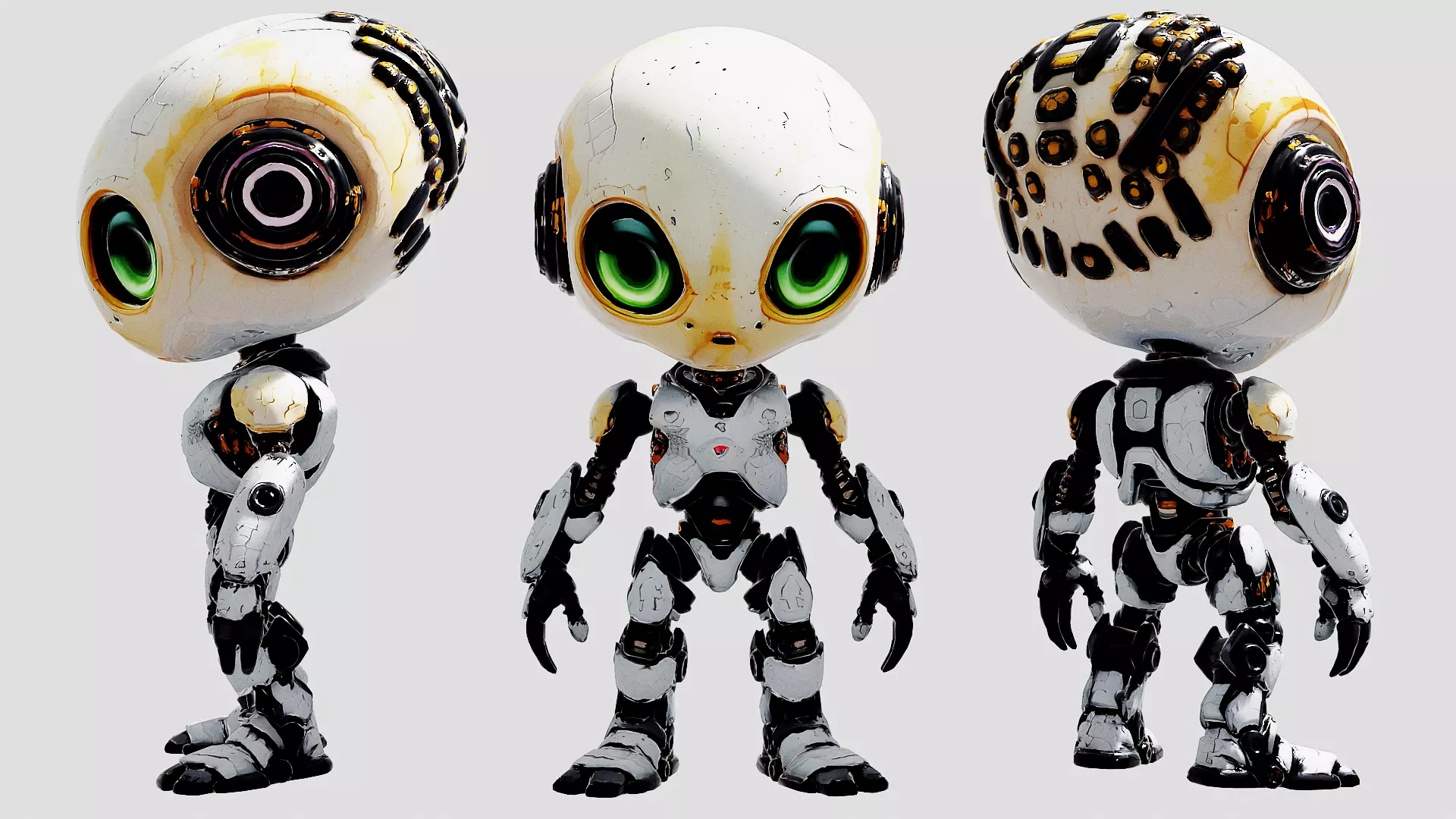 3D Cyborg Alien Character PBR Texture Description Low-poly 3D model_4
