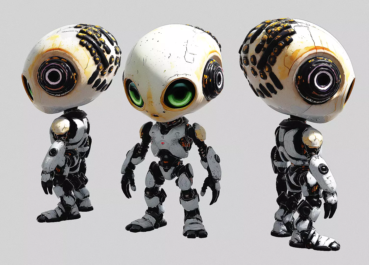 3D Cyborg Alien Character PBR Texture Description Low-poly 3D model_5