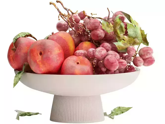 bowl of peaches and grapes fruit 