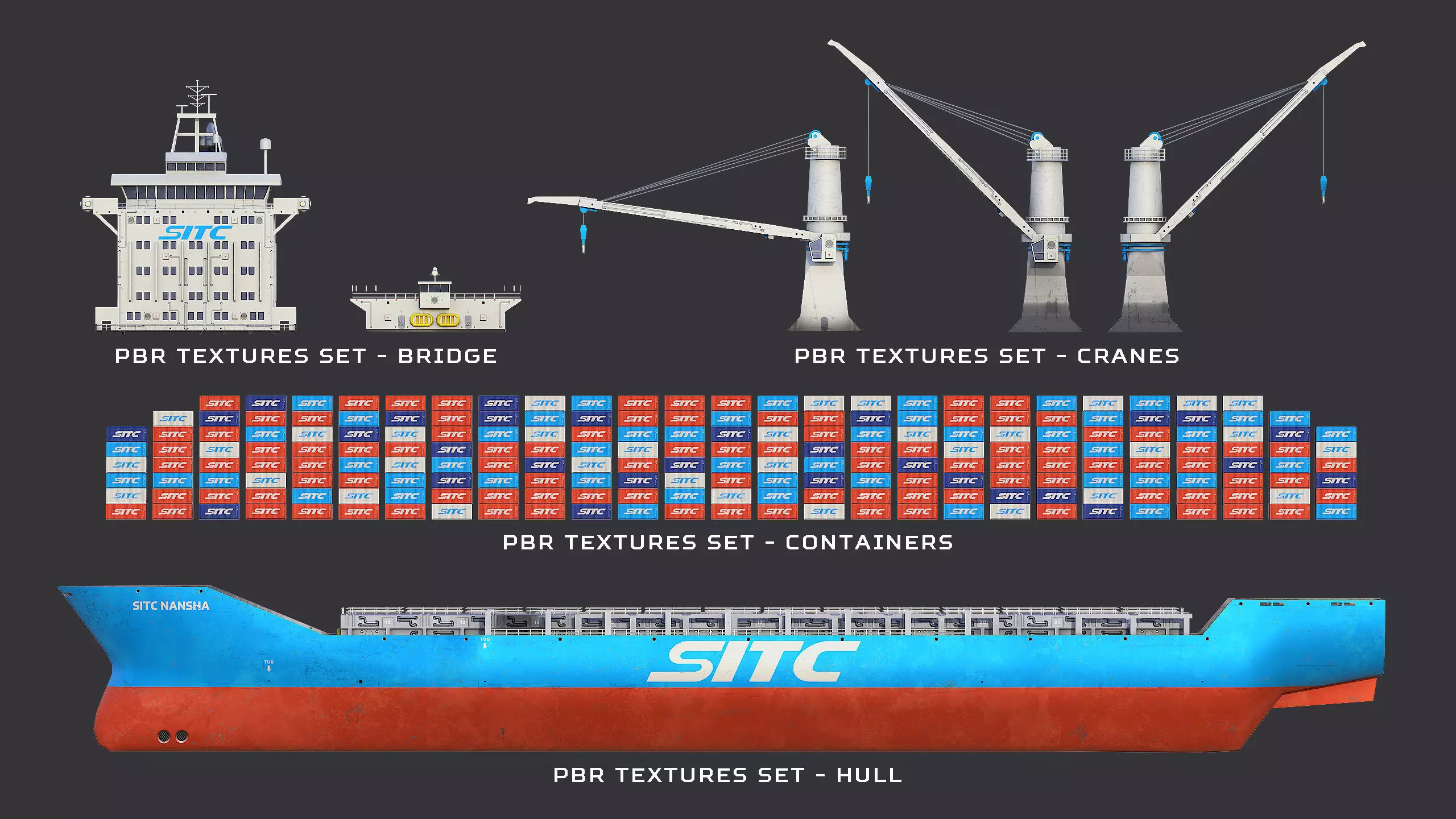 Heavy Lift Cargo Ship 8 - SITC - Lowpoly PBR Low-poly 3D model_18