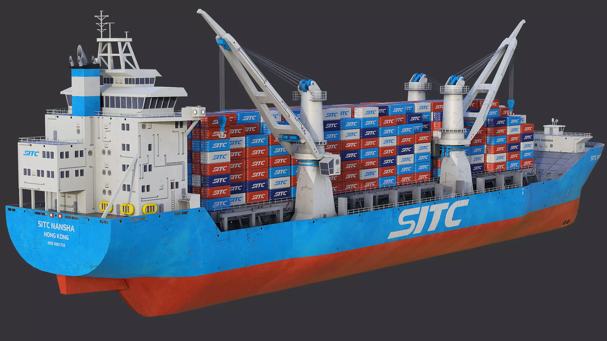Heavy Lift Cargo Ship 8 - SITC - Lowpoly PBR Low-poly 3D model_8