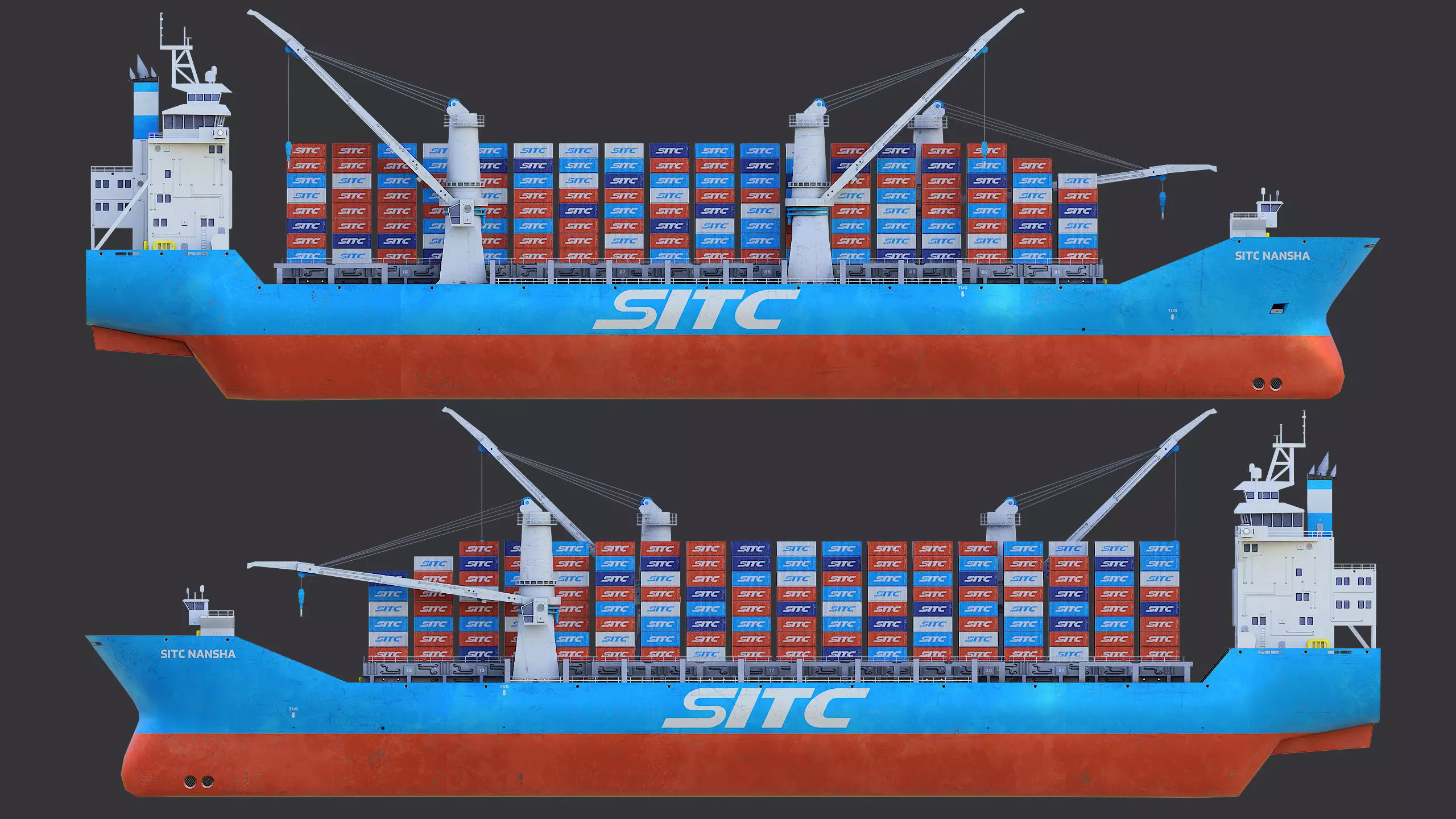 Heavy Lift Cargo Ship 8 - SITC - Lowpoly PBR Low-poly 3D model_12