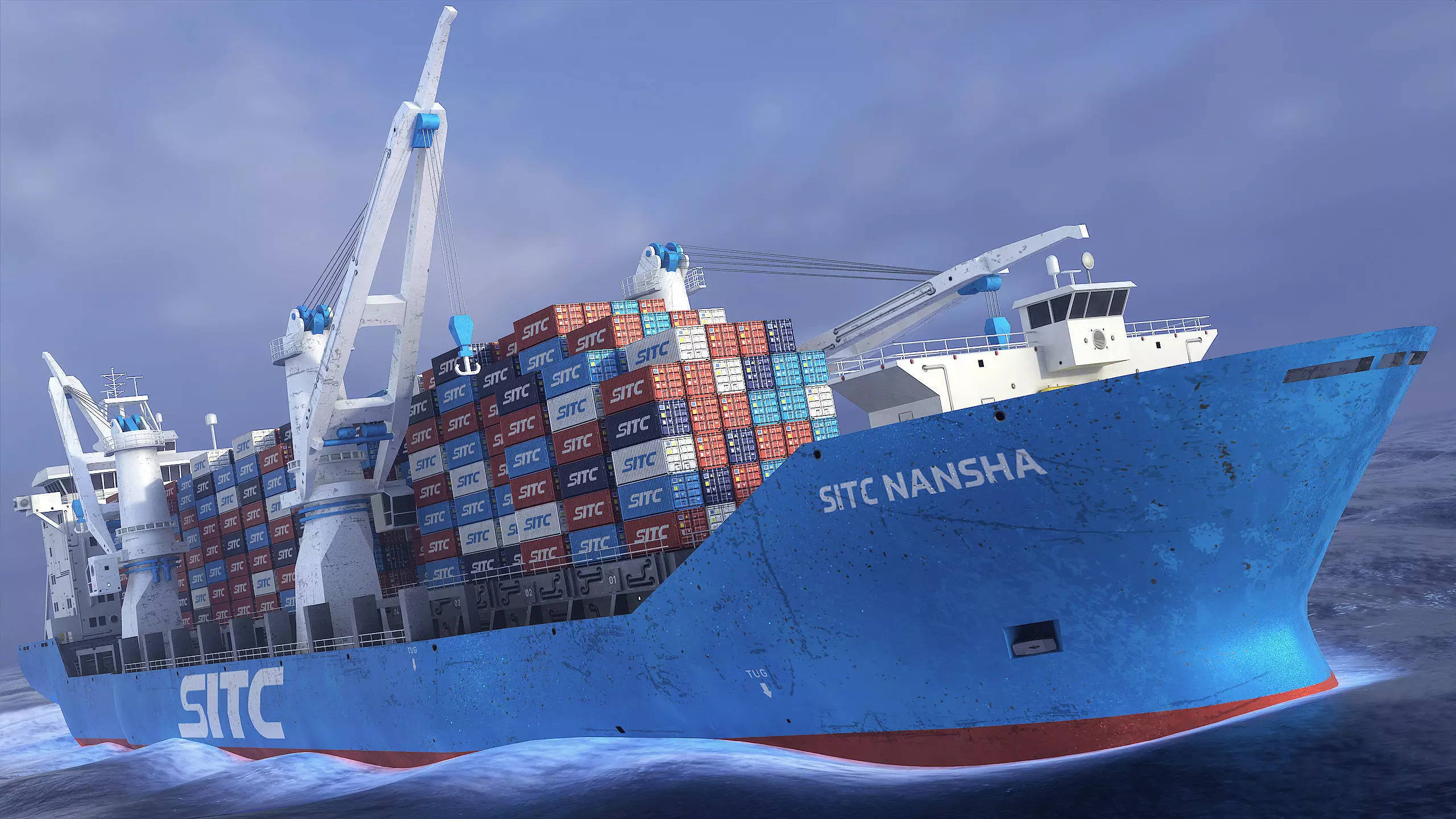 Heavy Lift Cargo Ship 8 - SITC - Lowpoly PBR Low-poly 3D model_0