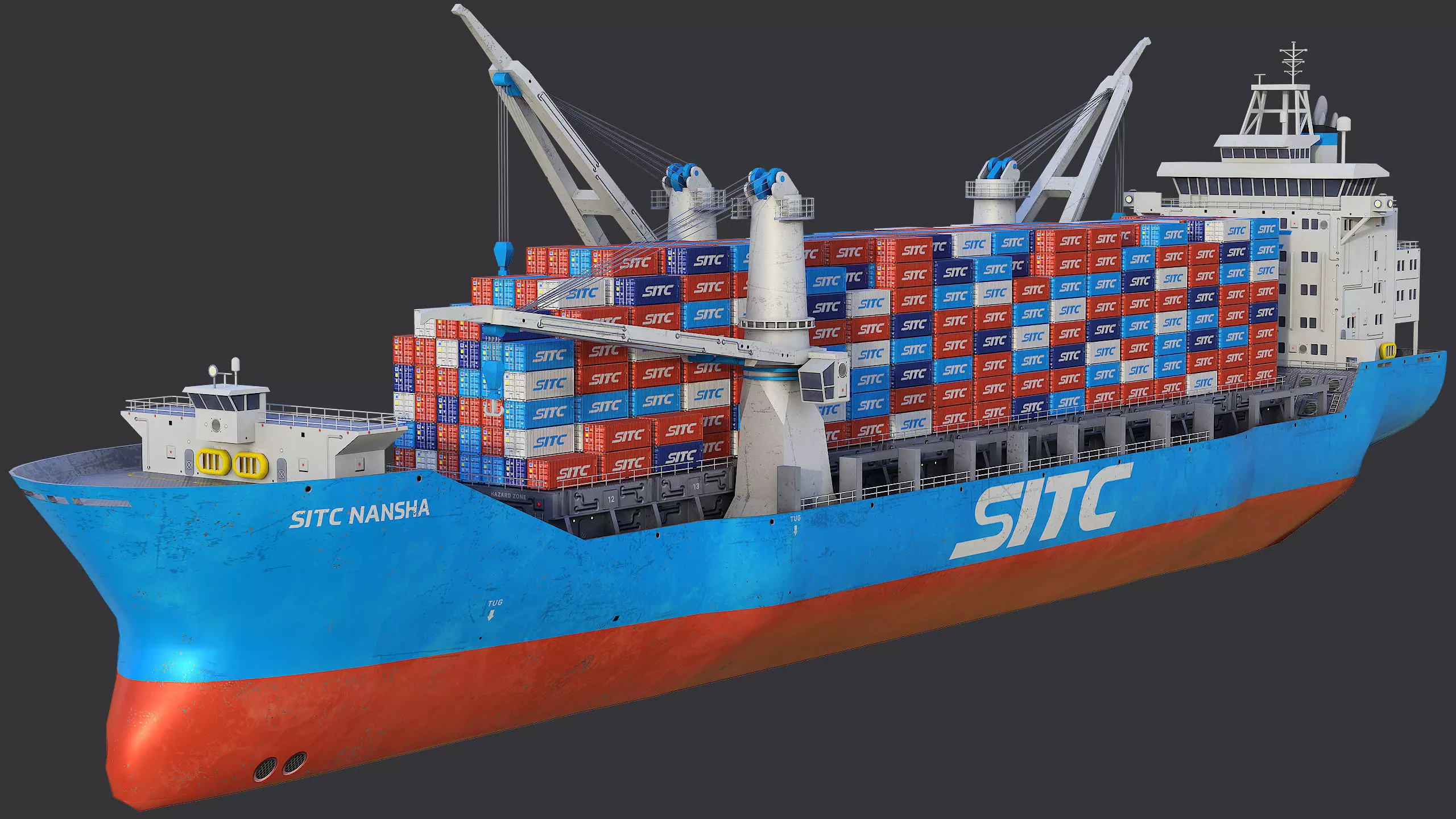 Heavy Lift Cargo Ship 8 - SITC - Lowpoly PBR Low-poly 3D model_7
