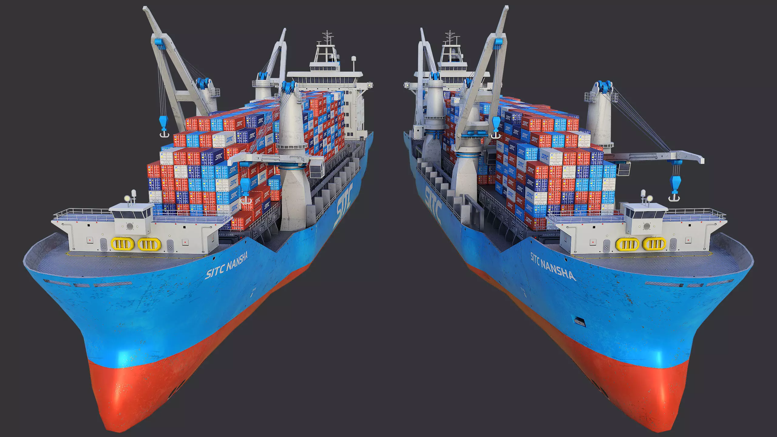 Heavy Lift Cargo Ship 8 - SITC - Lowpoly PBR Low-poly 3D model_9