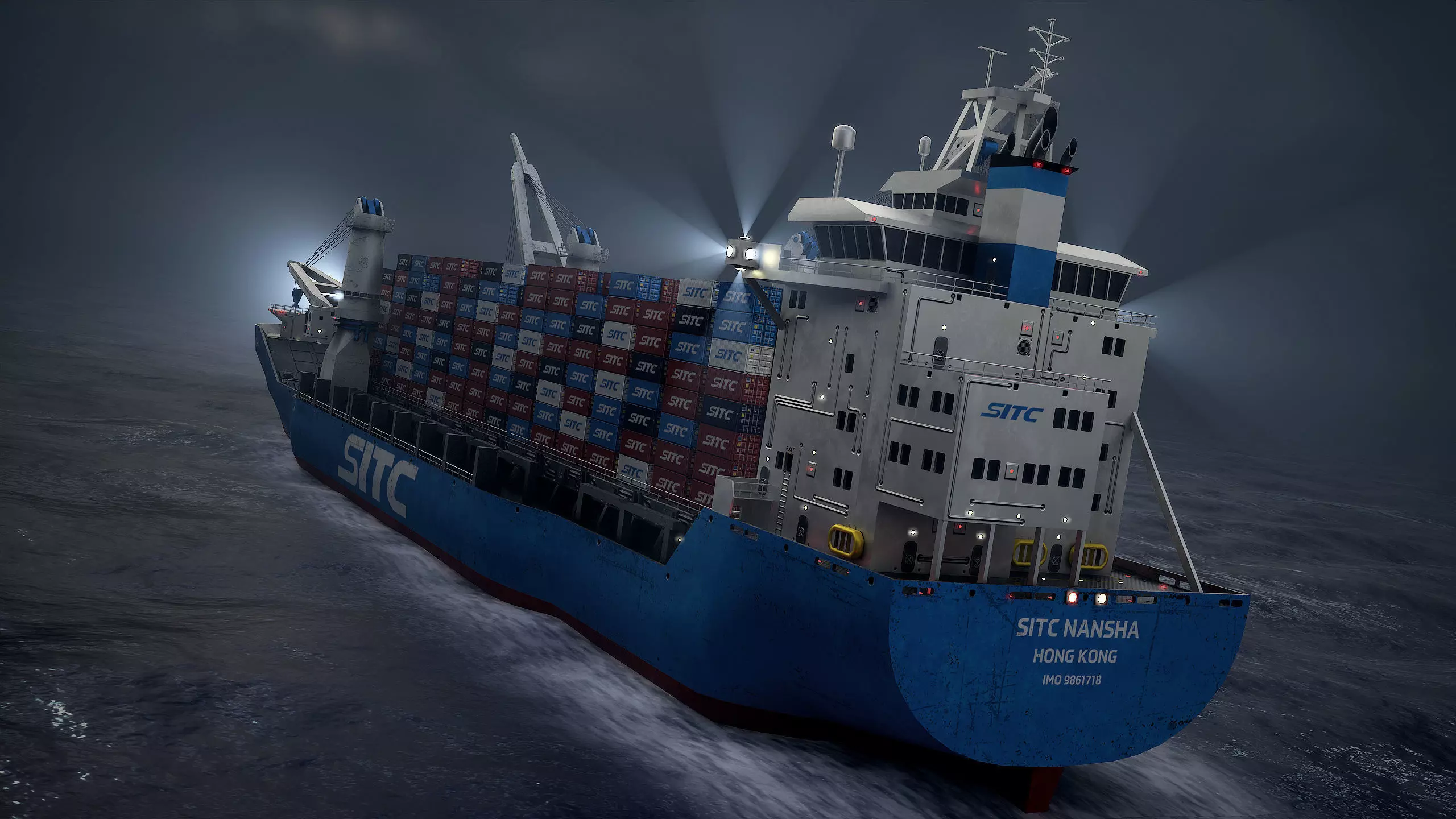Heavy Lift Cargo Ship 8 - SITC - Lowpoly PBR Low-poly 3D model_4