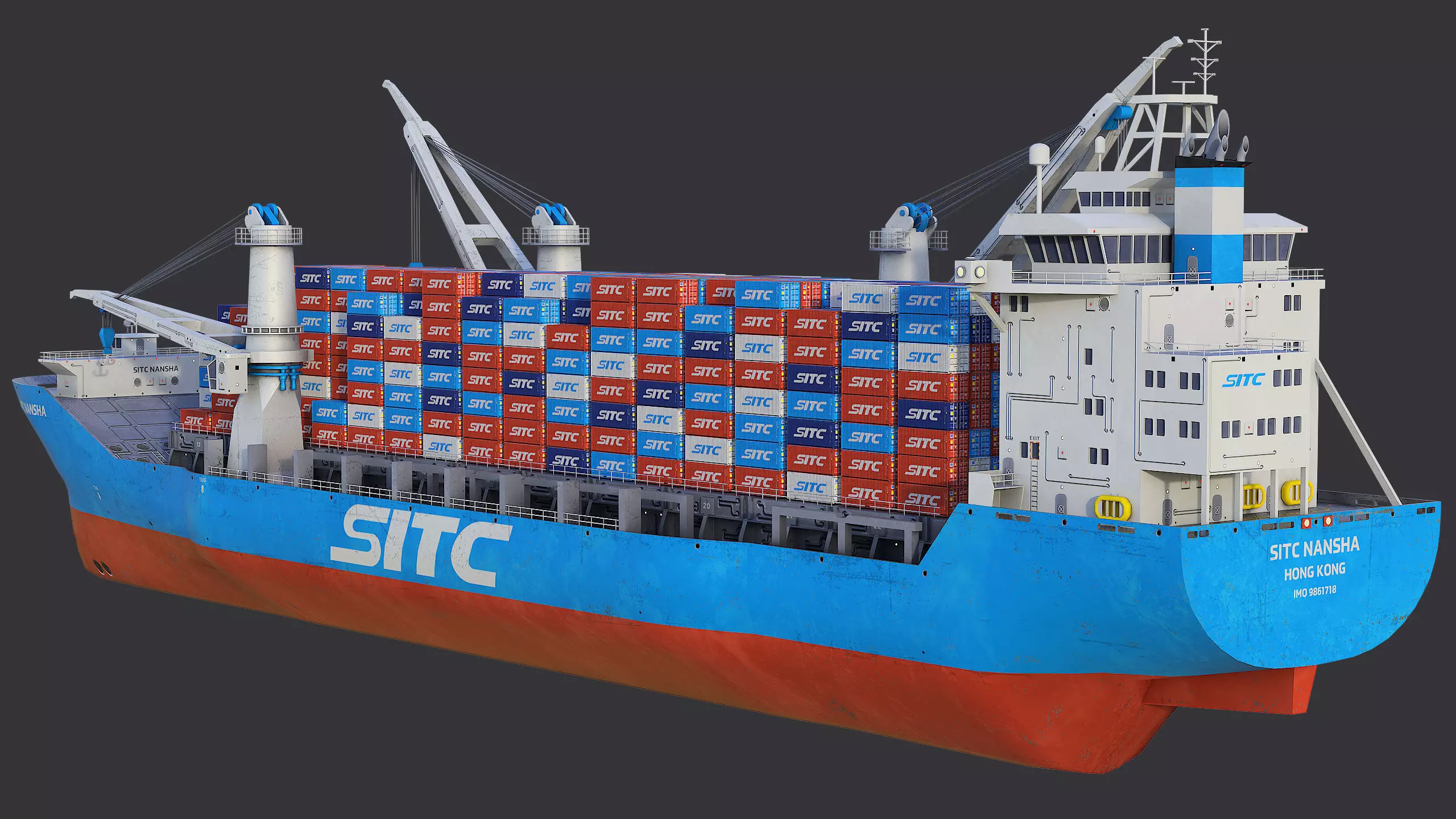 Heavy Lift Cargo Ship 8 - SITC - Lowpoly PBR Low-poly 3D model_6