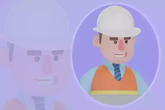 Stylized 3D Architect Working on Laptop - Cartoon Designer