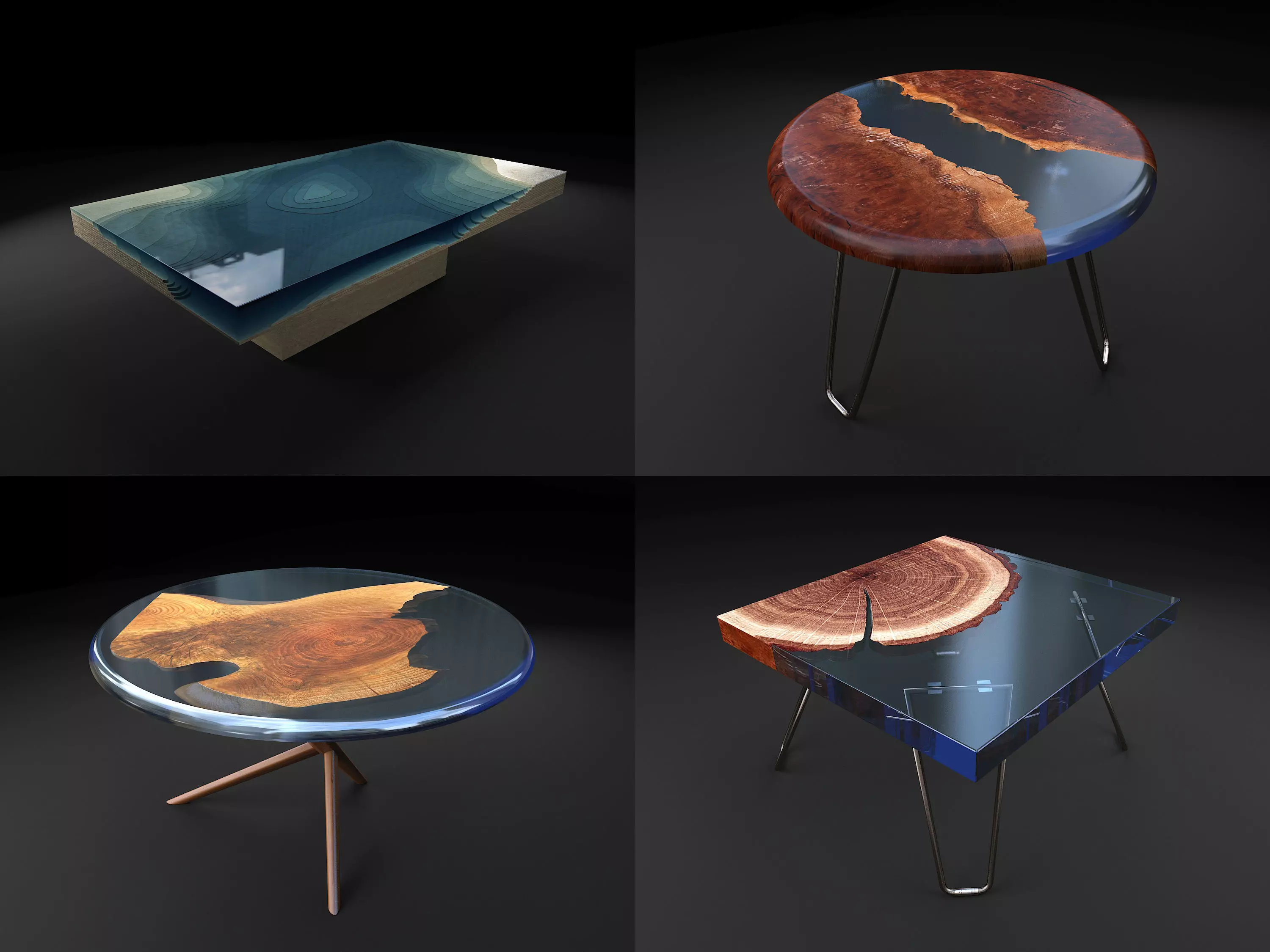 Epoxy Resin Coffee Table Collection 3D model_0